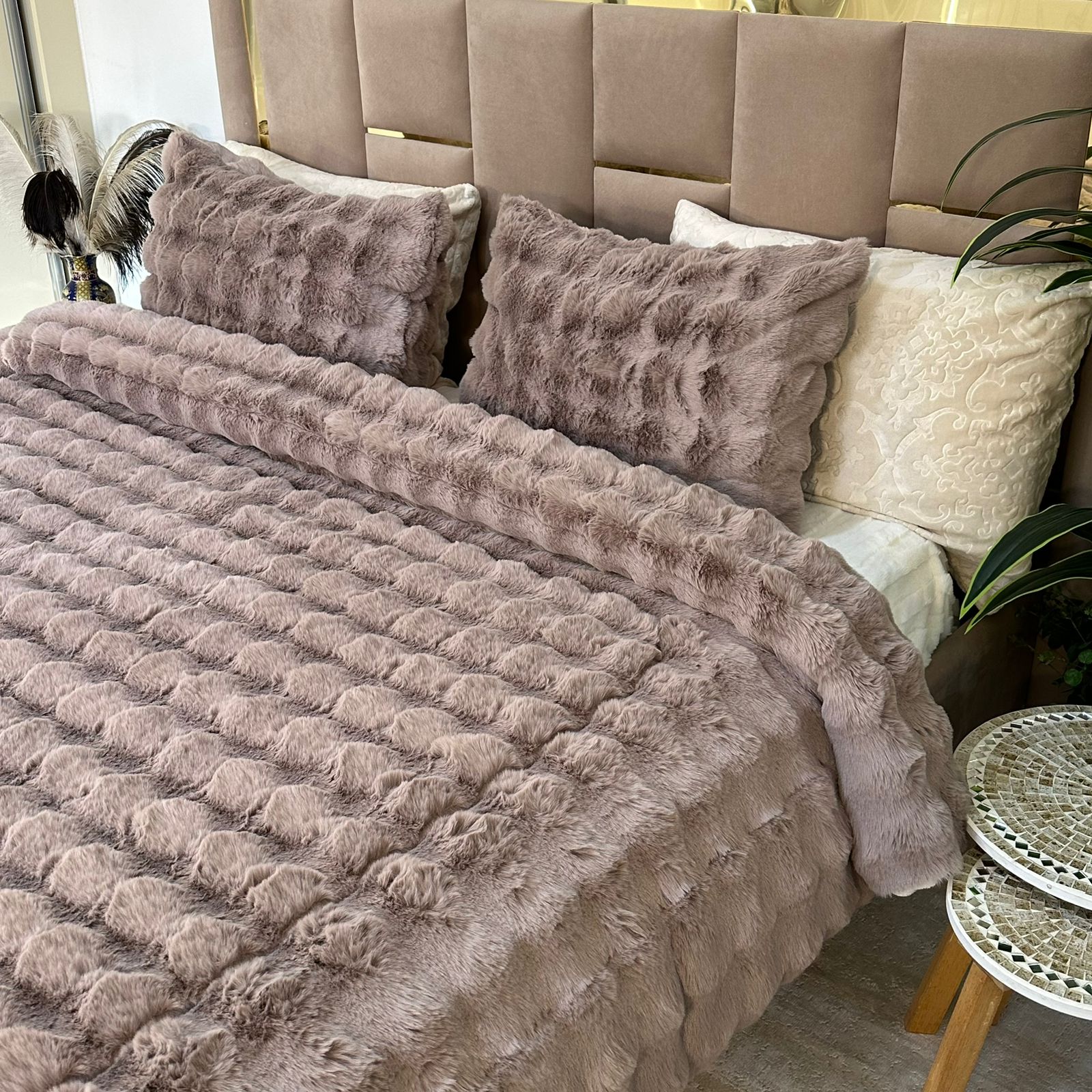 Ensemble Couette Double face en Fourrure Lapin