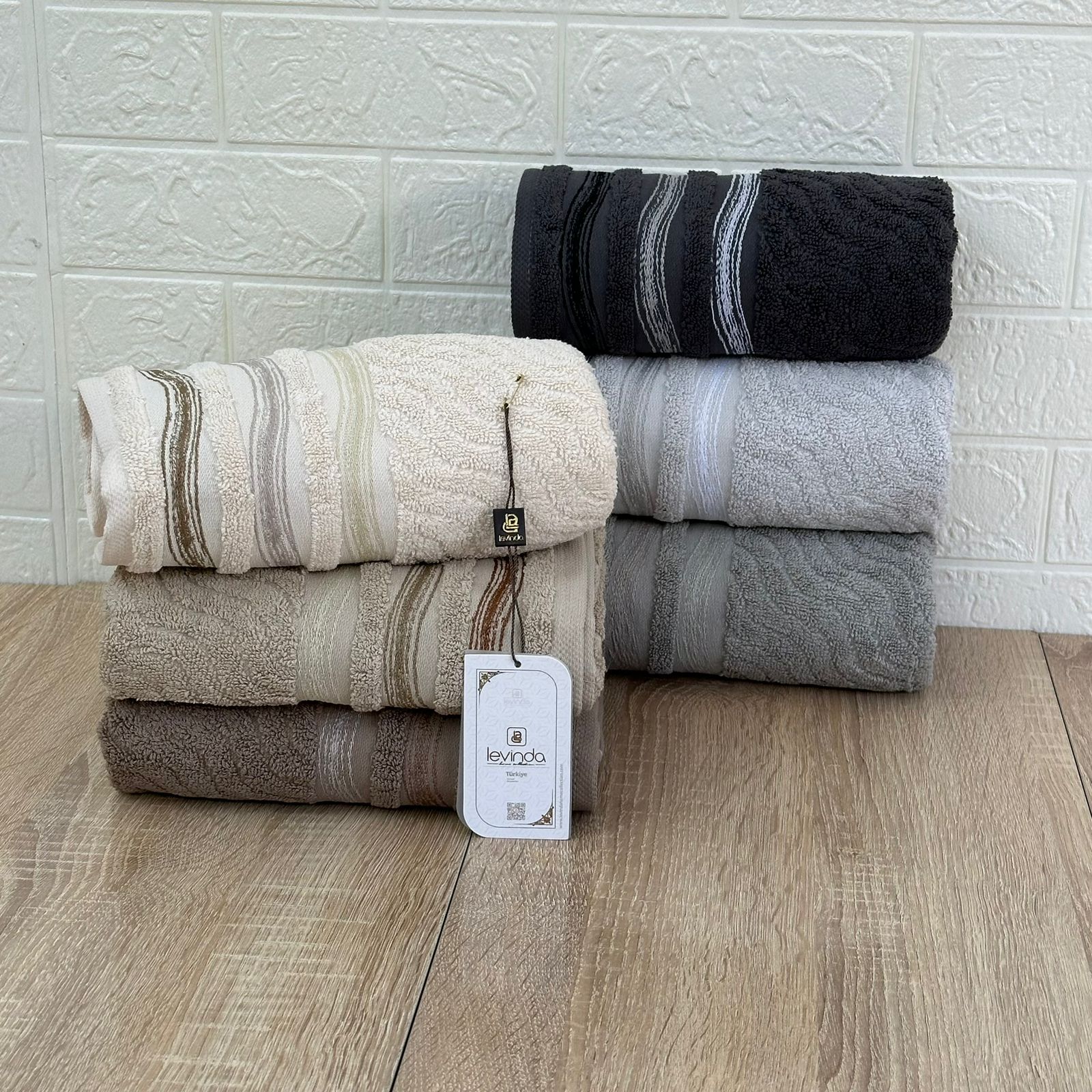 Set de 6 serviettes Visage Coton brodé - épais en double face 90*50 cm