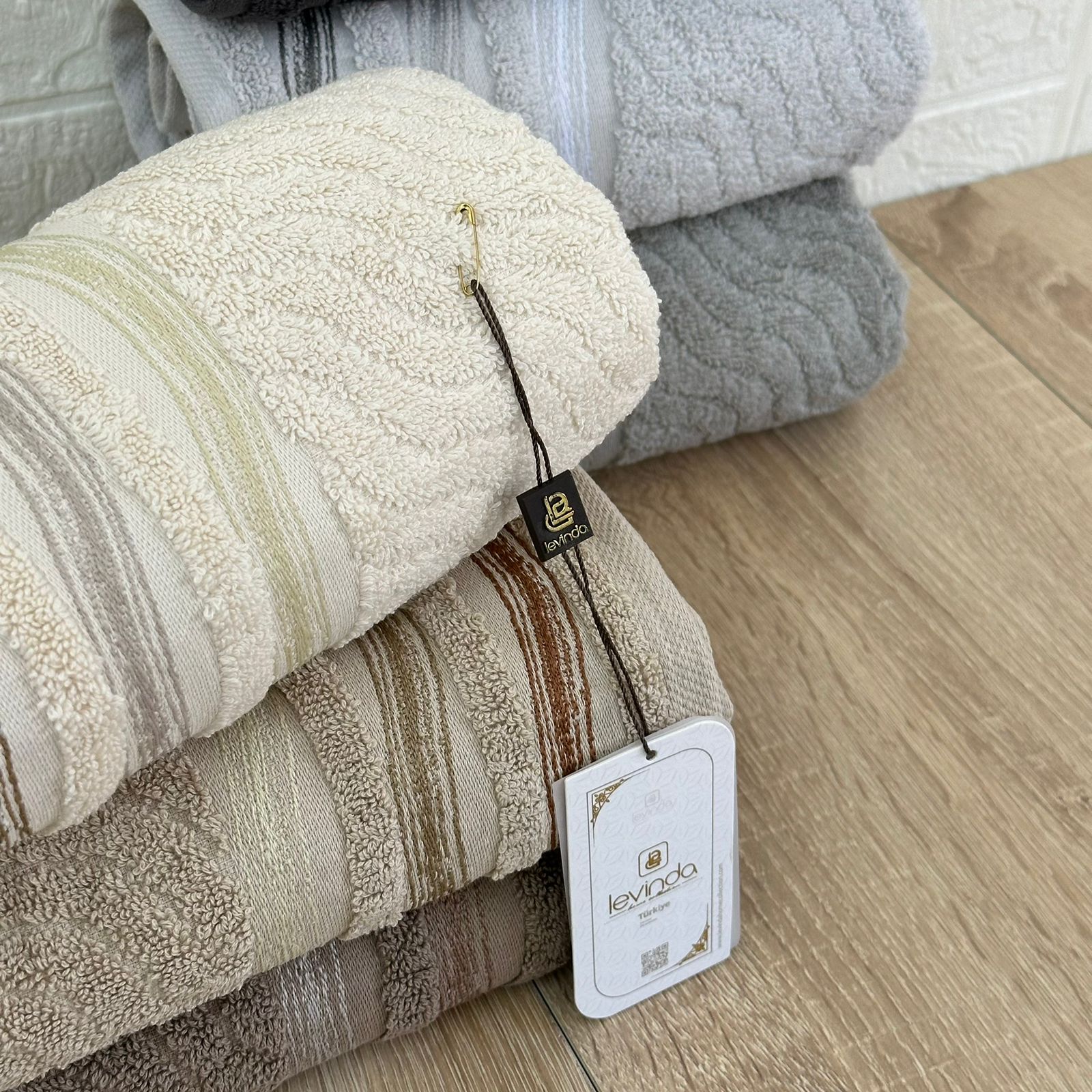 Set de 6 serviettes Visage Coton brodé - épais en double face 90*50 cm