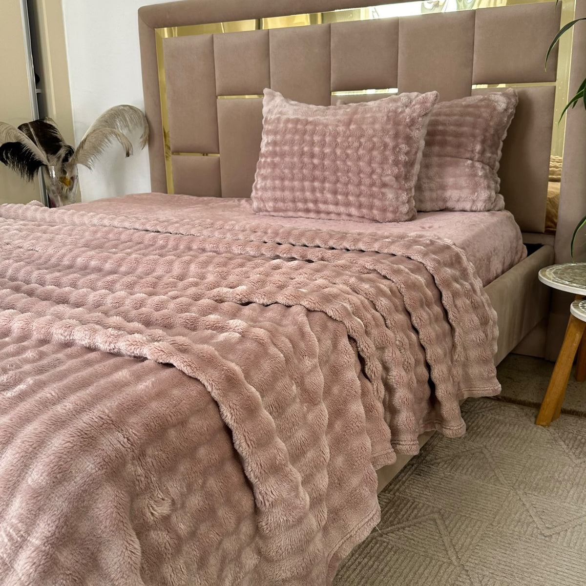 Plaid 2 places 230*250 cm En Polaire Douce Avec 2 taies d'oreillers