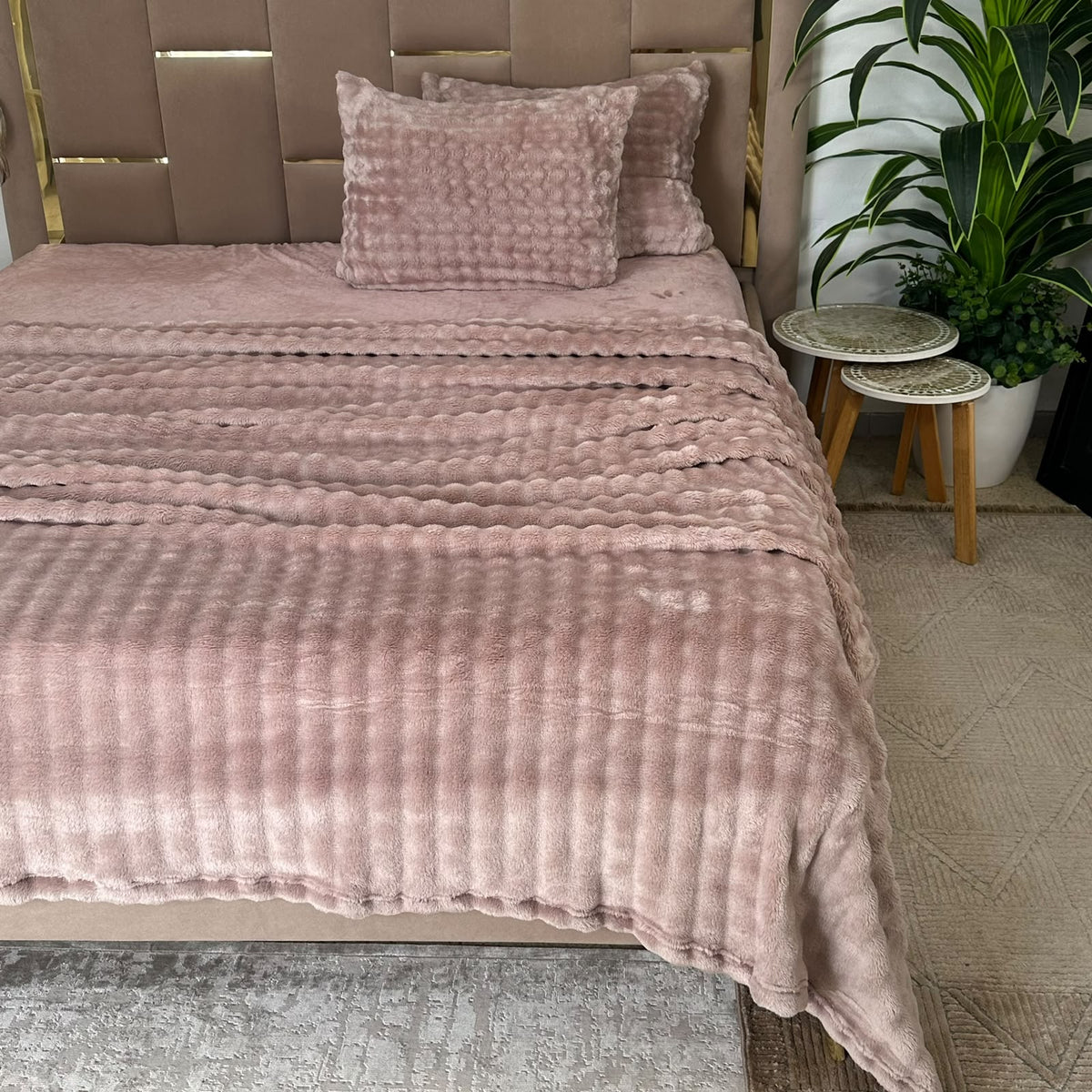Plaid 2 places 230*250 cm En Polaire Douce Avec 2 taies d'oreillers
