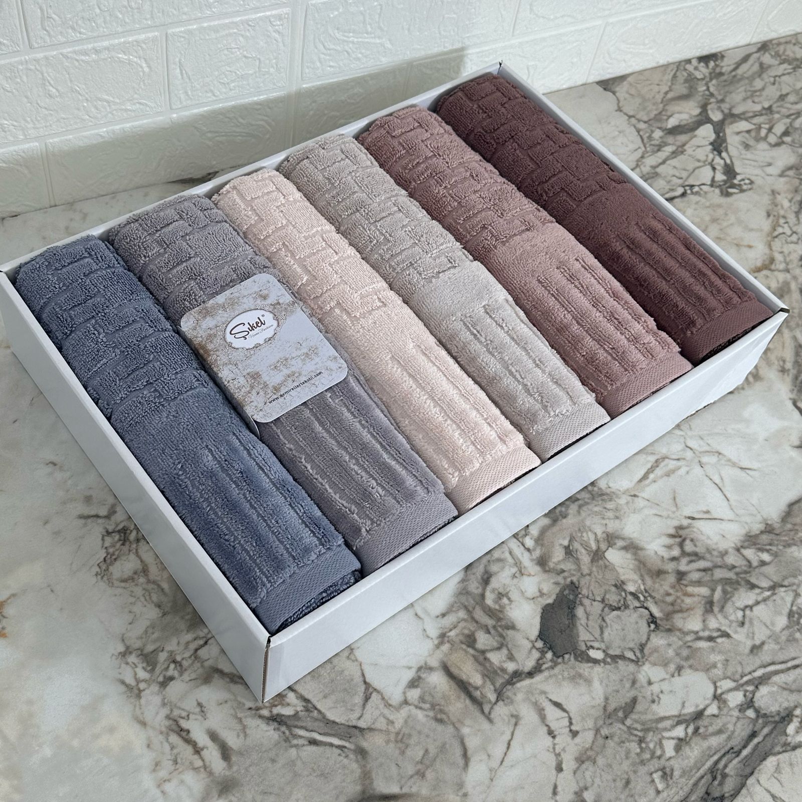 Coffret de 6 Serviettes de Bain & Visage SIKEL – 100% Coton Épais – Qualité Supérieure