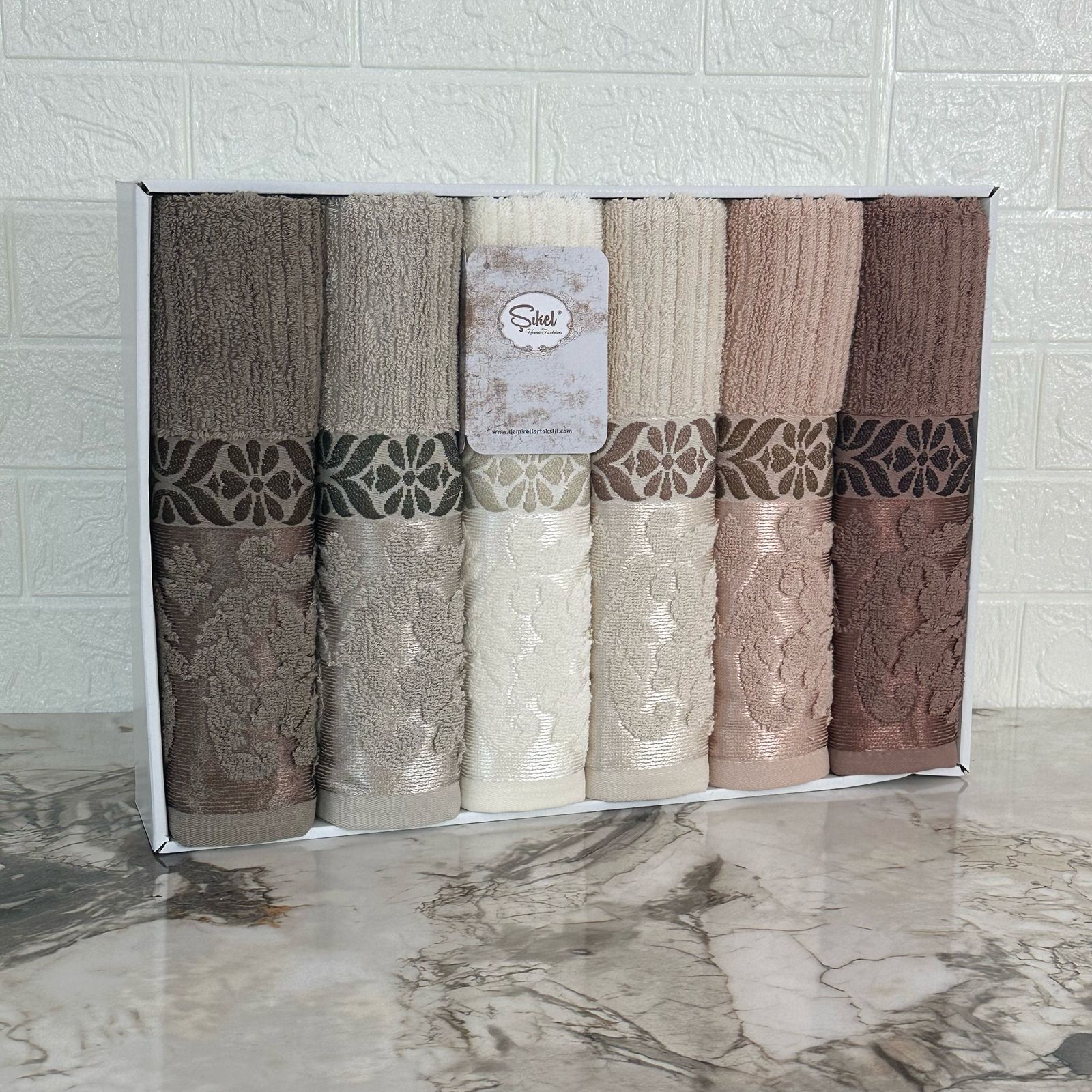 Coffret de 6 Serviettes de Bain & Visage SIKEL – 100% Coton Épais – Qualité Supérieure