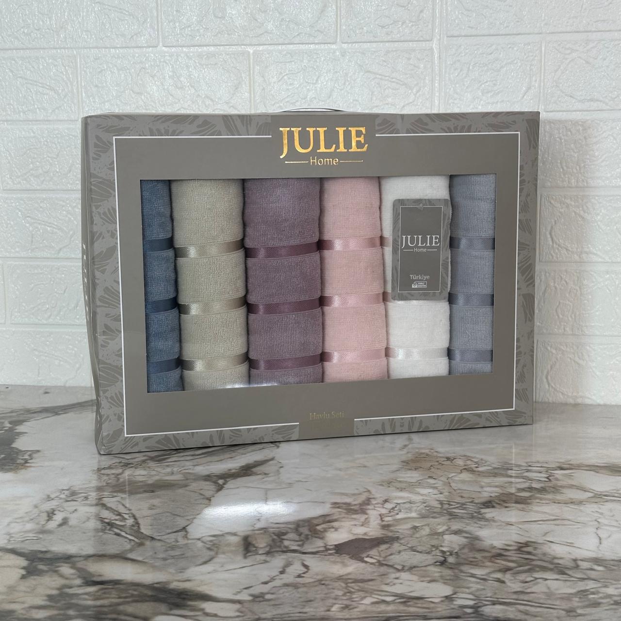 Coffret de 6 Serviettes de Visage Julie – Coton, Douceur et Élégance