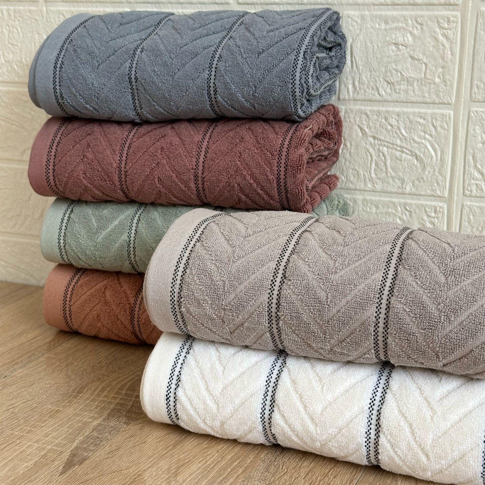 Lot de 6 Serviettes de Bain en Coton| Élégance & Confort (90×50 cm)