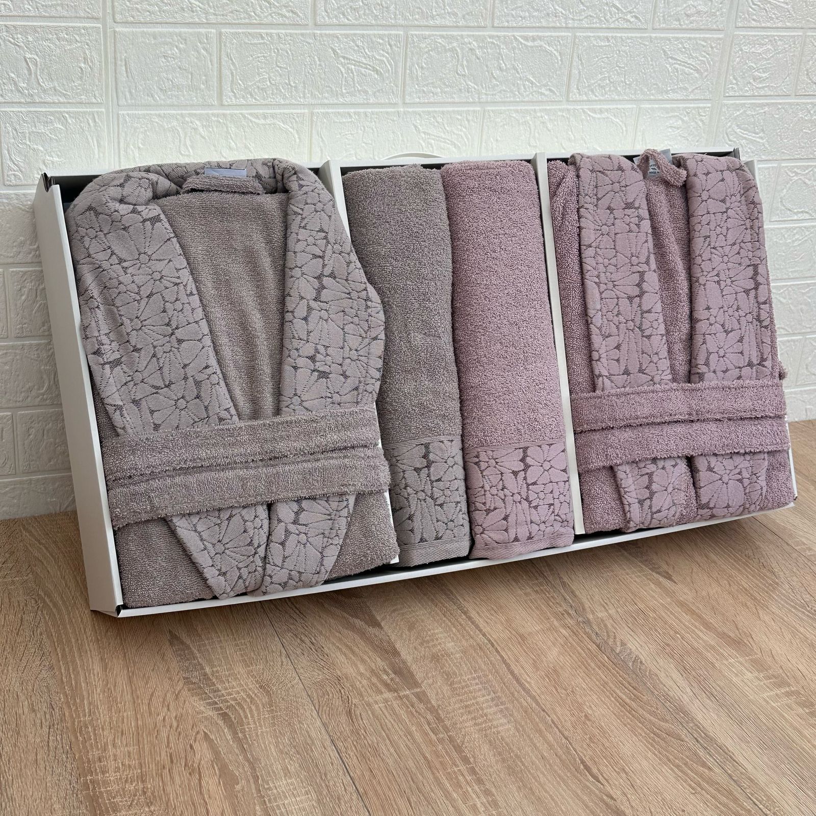 Pack linge de bain 6 pièces LAVINDA – Peignoirs + serviettes, qualité luxe