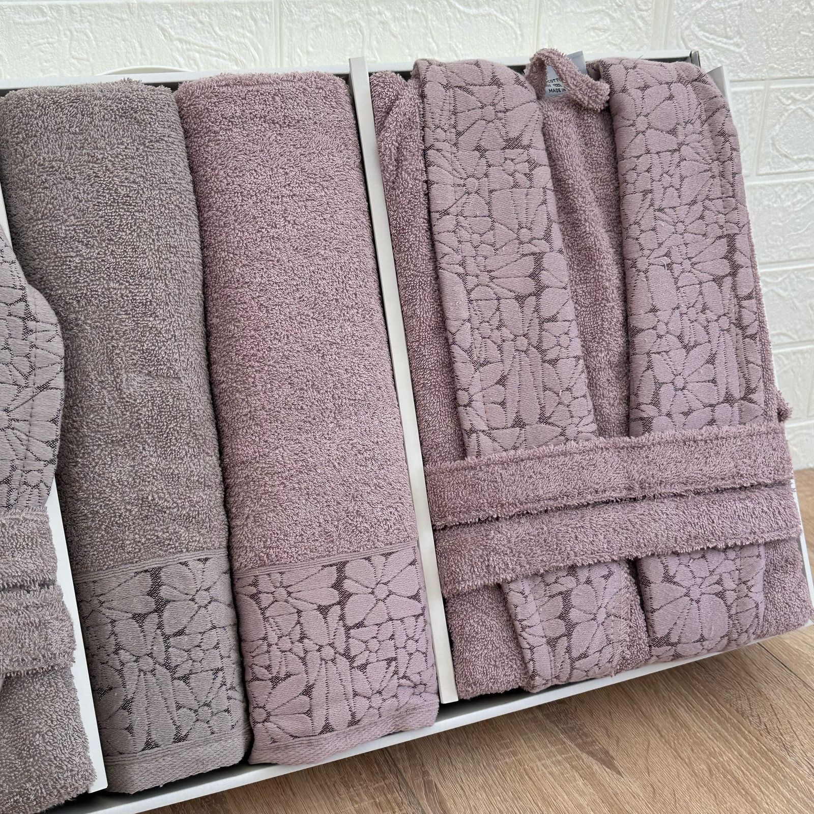 Pack linge de bain 6 pièces LAVINDA – Peignoirs + serviettes, qualité luxe