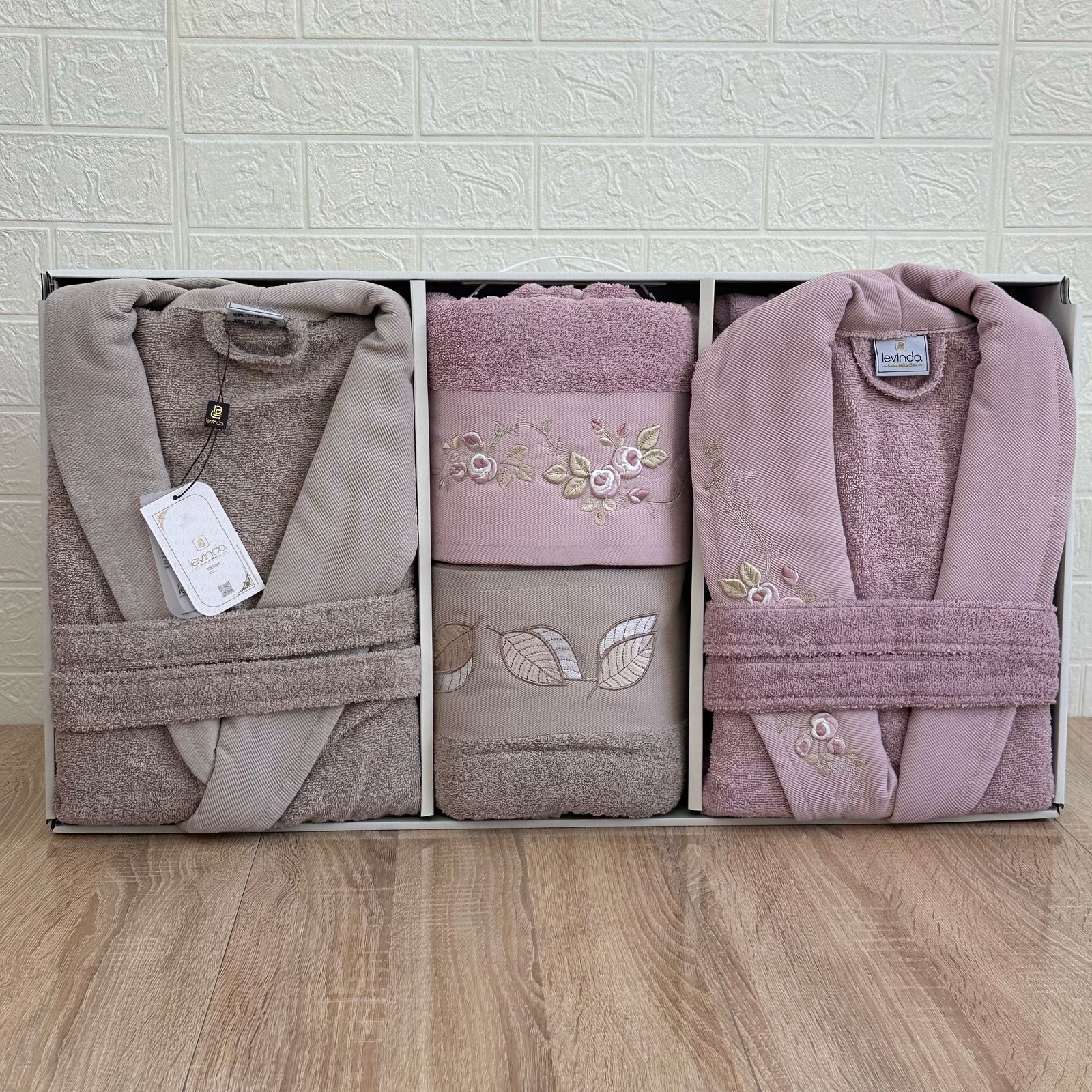 Pack linge de bain 6 pièces LAVINDA – Peignoirs + serviettes, qualité luxe