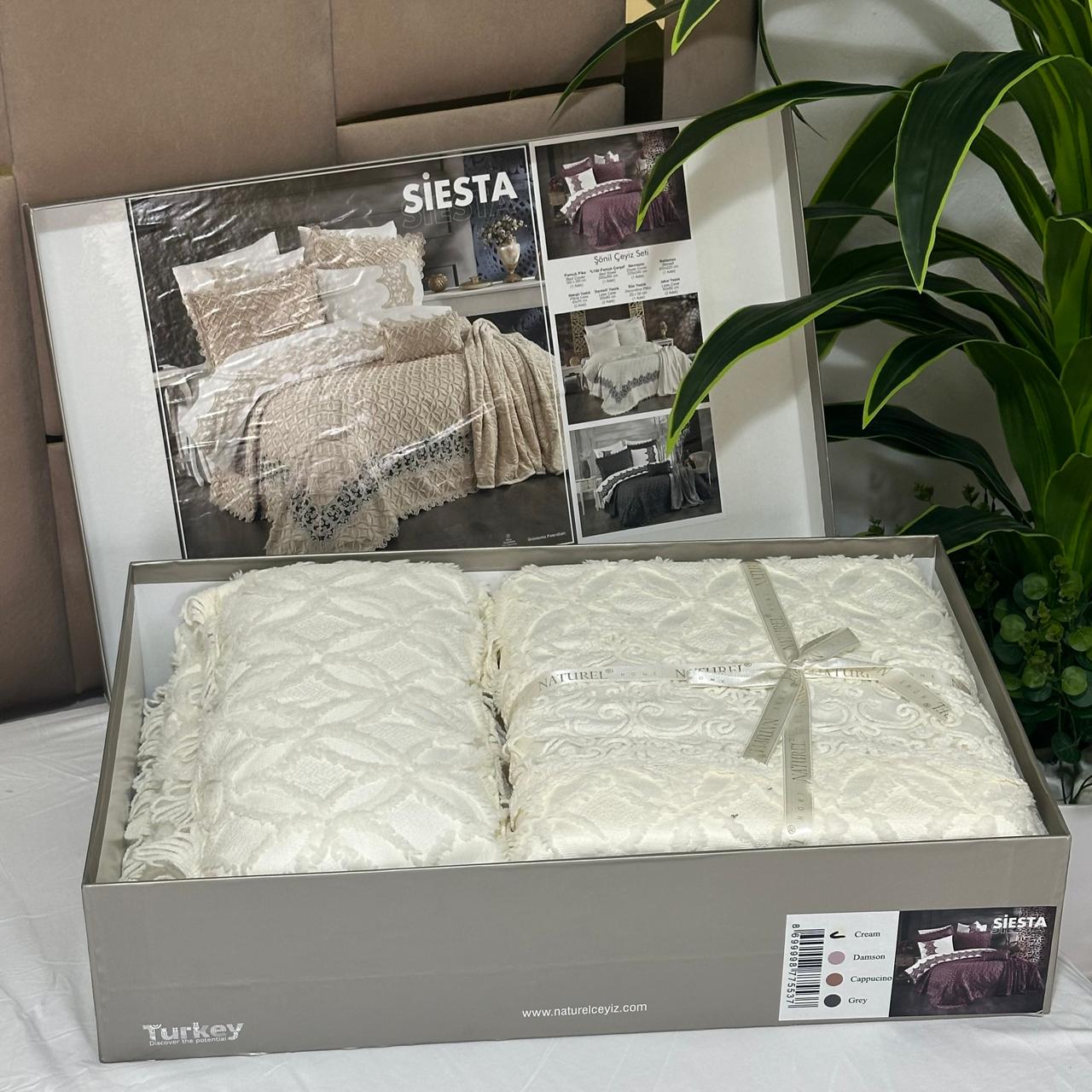 Parure de lit – Coton Luxe brodé, 7 pièces avec coffret élégant