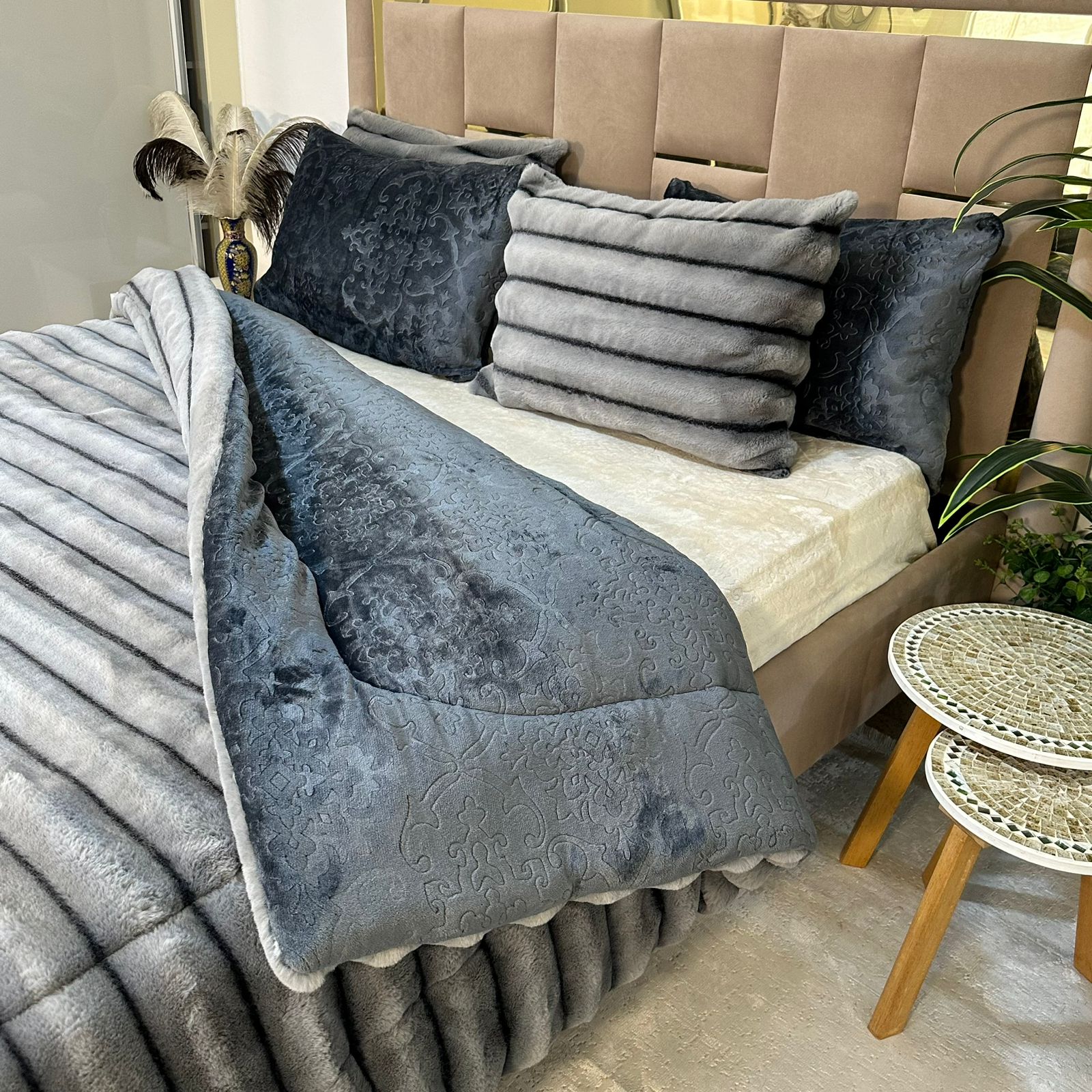 Couette Luxe en Fourrure de Lapin – 5 Pièces – Fabrication Azyena