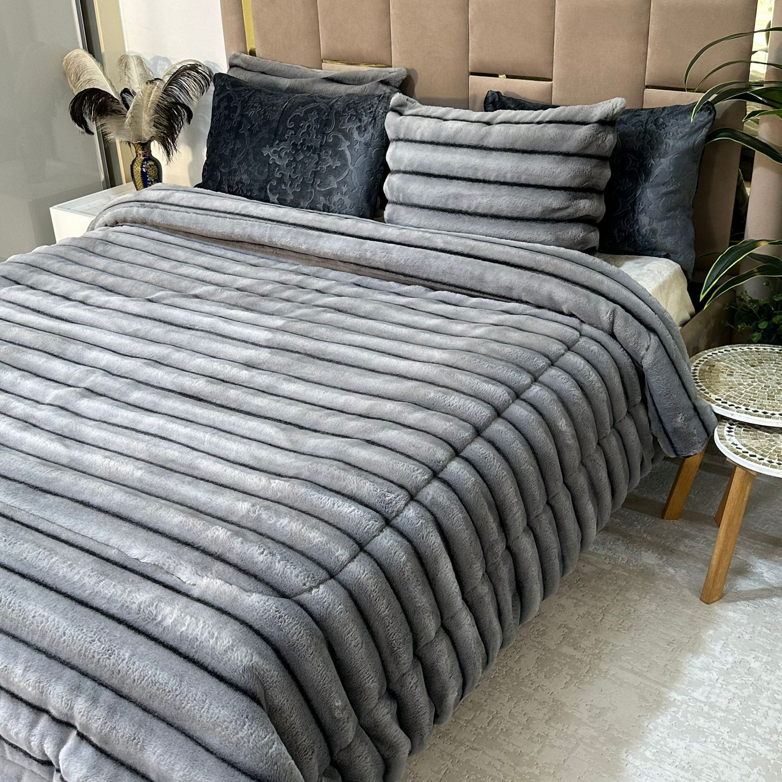 Couette Luxe en Fourrure de Lapin – 5 Pièces – Fabrication Azyena