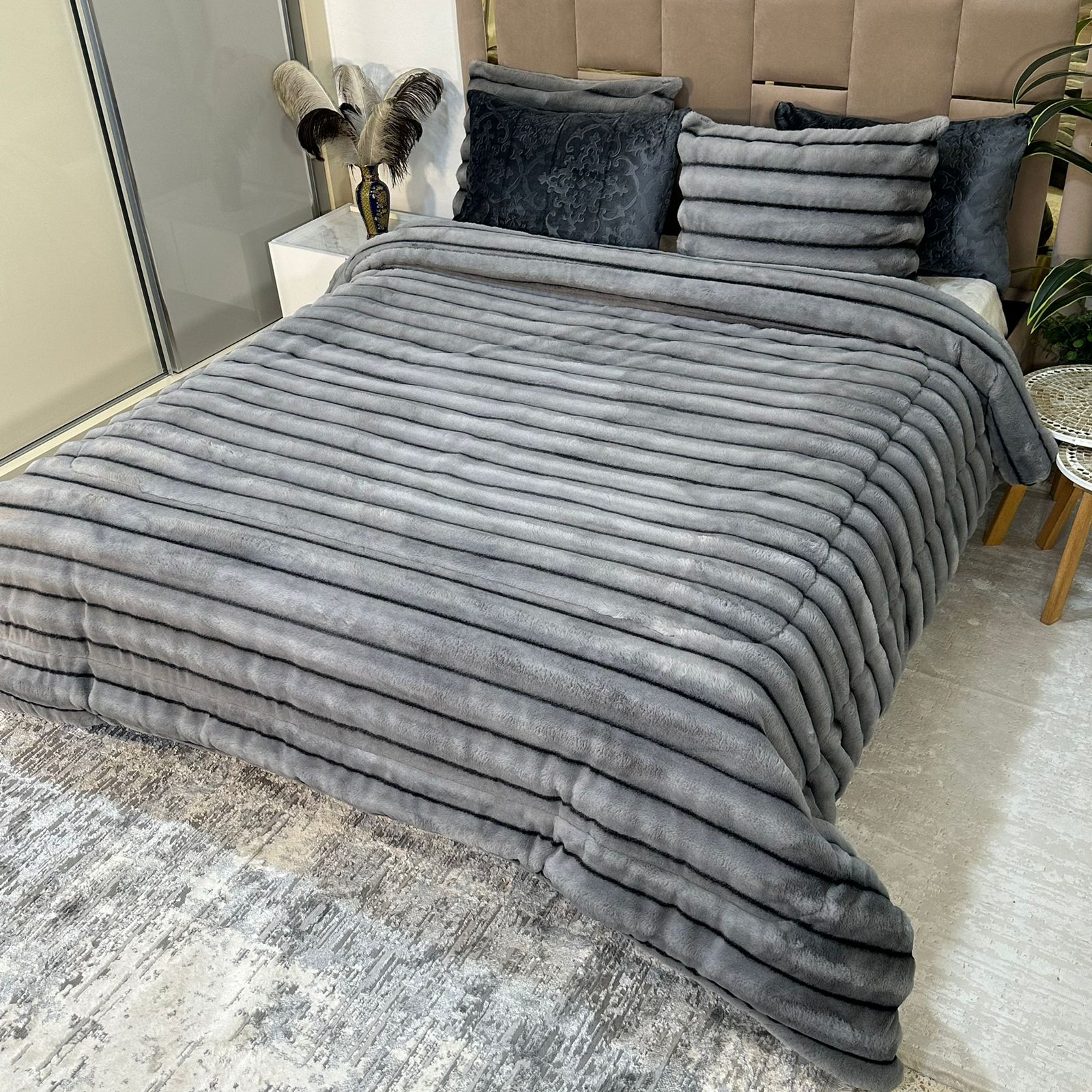 Couette Luxe en Fourrure de Lapin – 5 Pièces – Fabrication Azyena