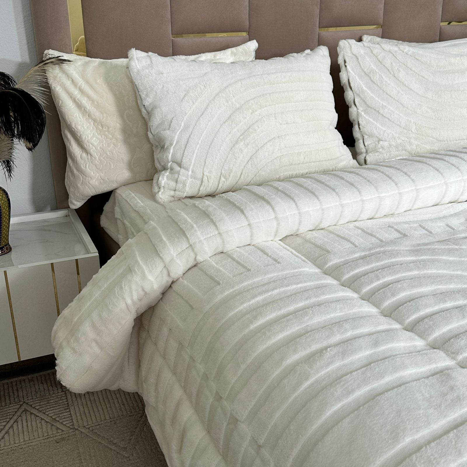 Couette Luxe en Fourrure de Lapin – 5 Pièces – Fabrication Azyena