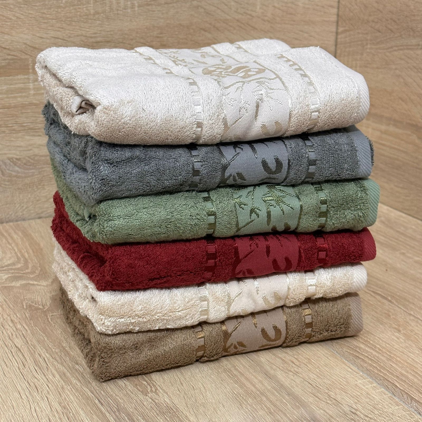 Lot De 6 Serviettes de Bain Bamboo Coton