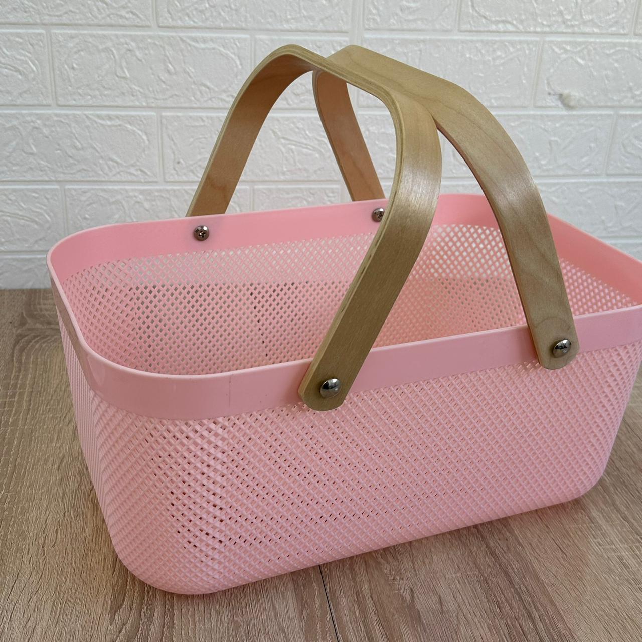 Lot de 3 paniers en acier à maille plastique avec poignée