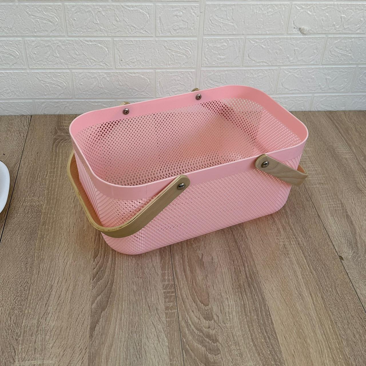 Lot de 3 paniers en acier à maille plastique avec poignée