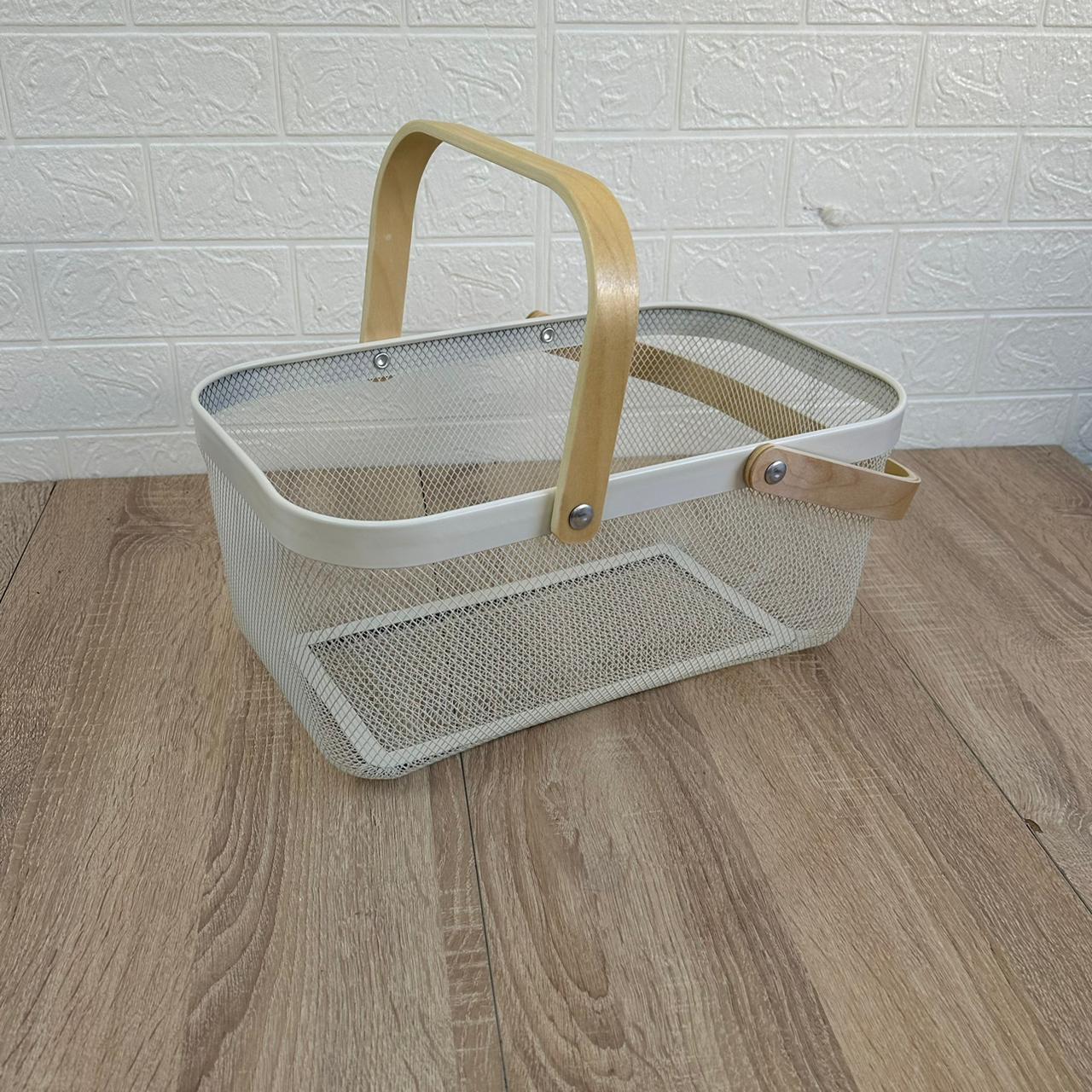 Lot de 3 paniers en acier à maille métallique avec poignée