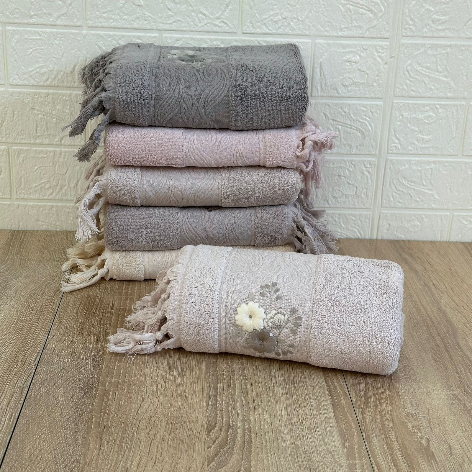 Pack de 6 serviettes de Visage Coton haut Couture 90*50 cm