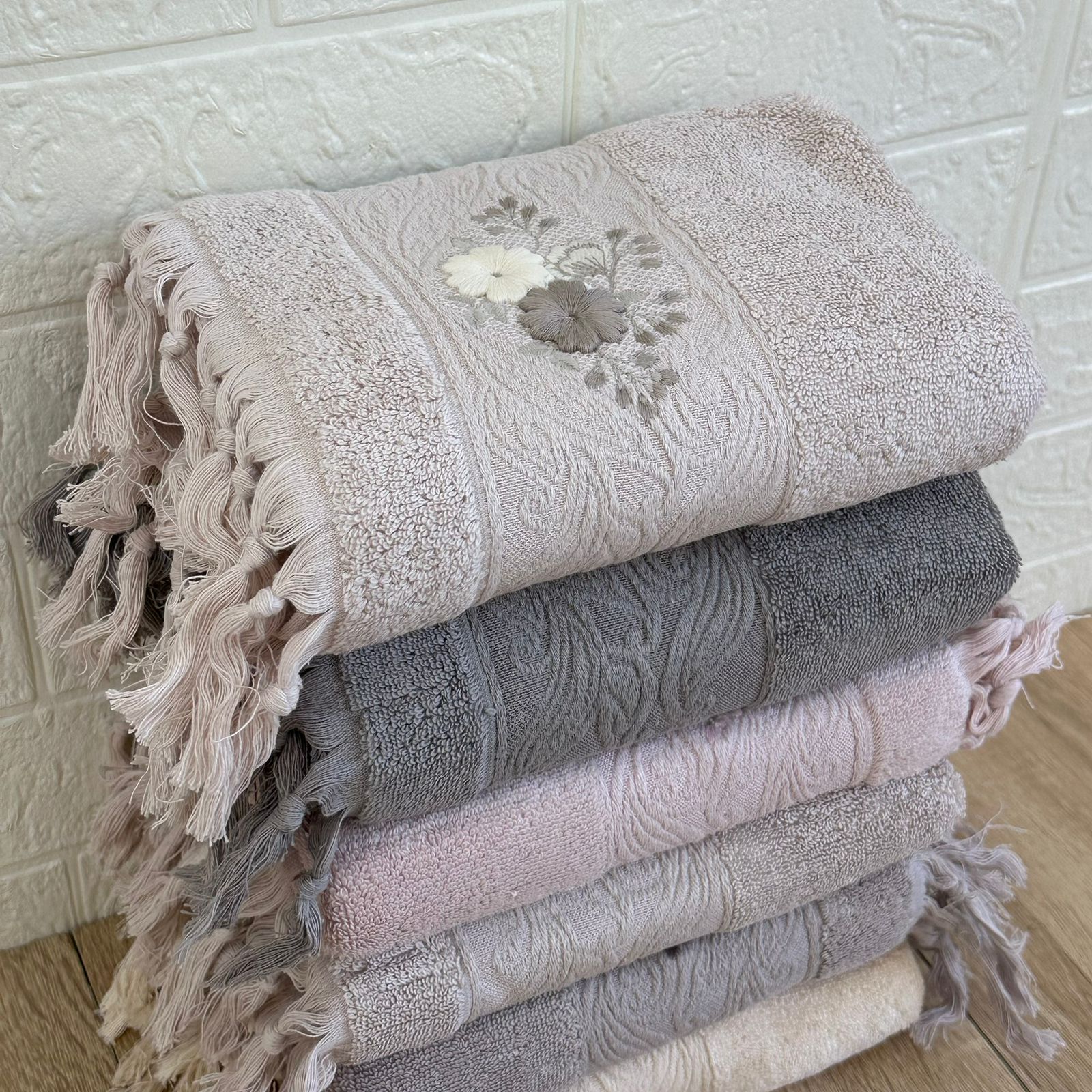 Pack de 6 serviettes de Visage Coton haut Couture 90*50 cm