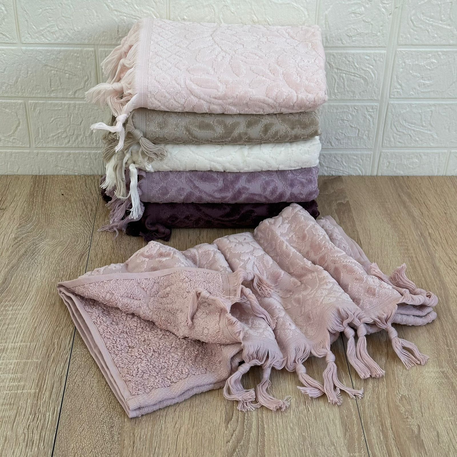 Pack de 6 serviettes de Visage Coton haut Couture 90*50 cm