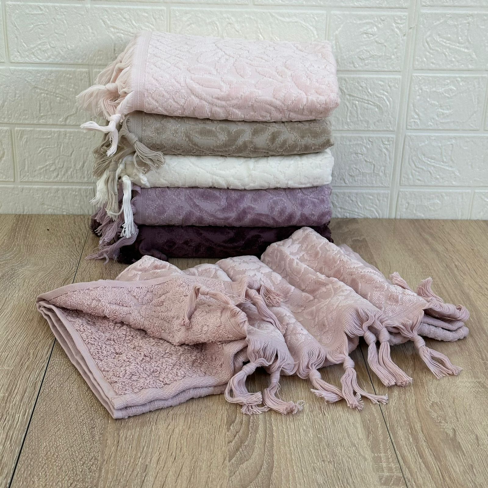 Pack de 6 serviettes de Visage Coton haut Couture 90*50 cm
