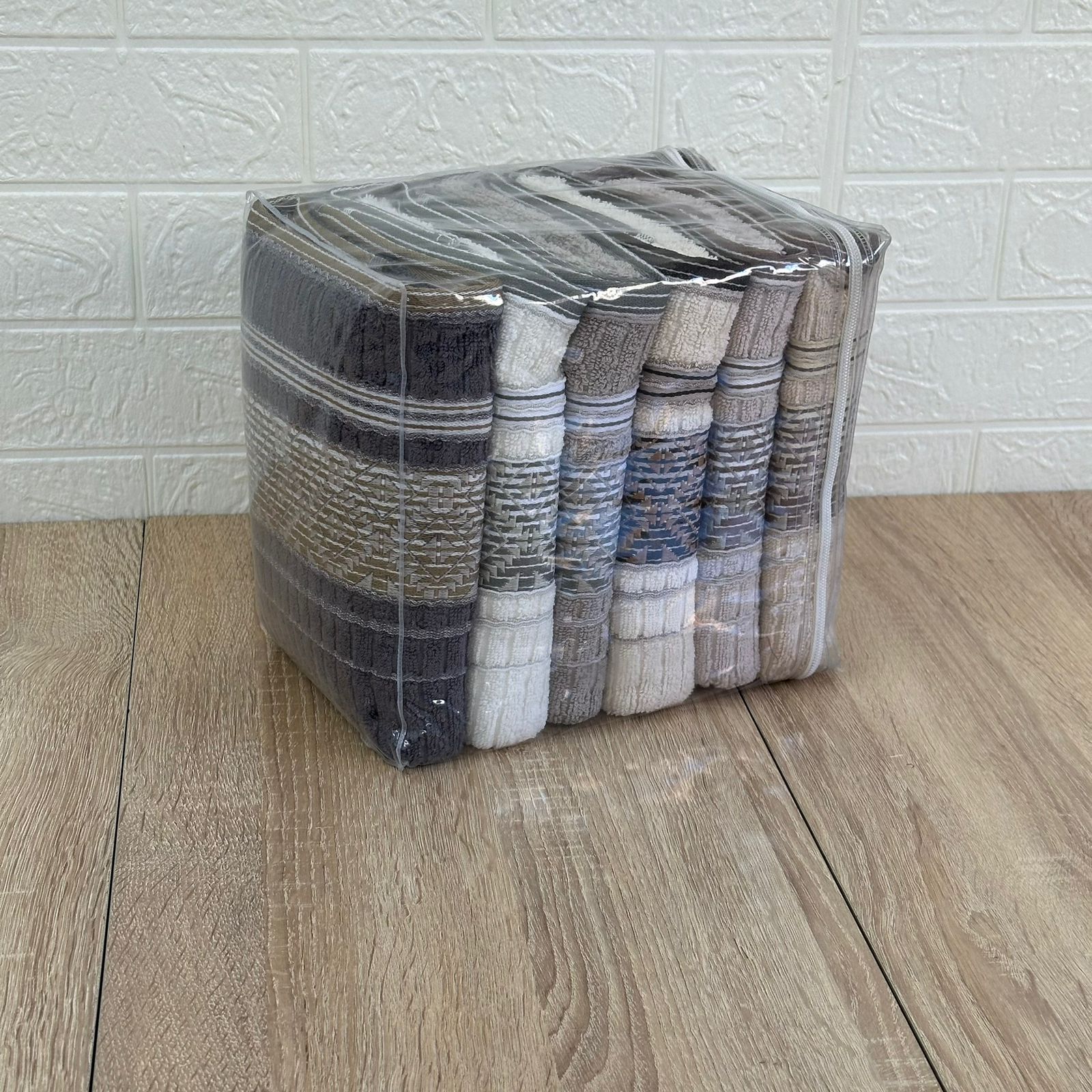Set de 6 serviettes Visage Coton brodé - épais en double face 90*50 cm