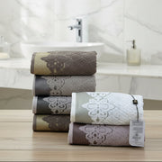 Set de 6 serviettes Visage Coton brodé - épais en double face 90*50 cm