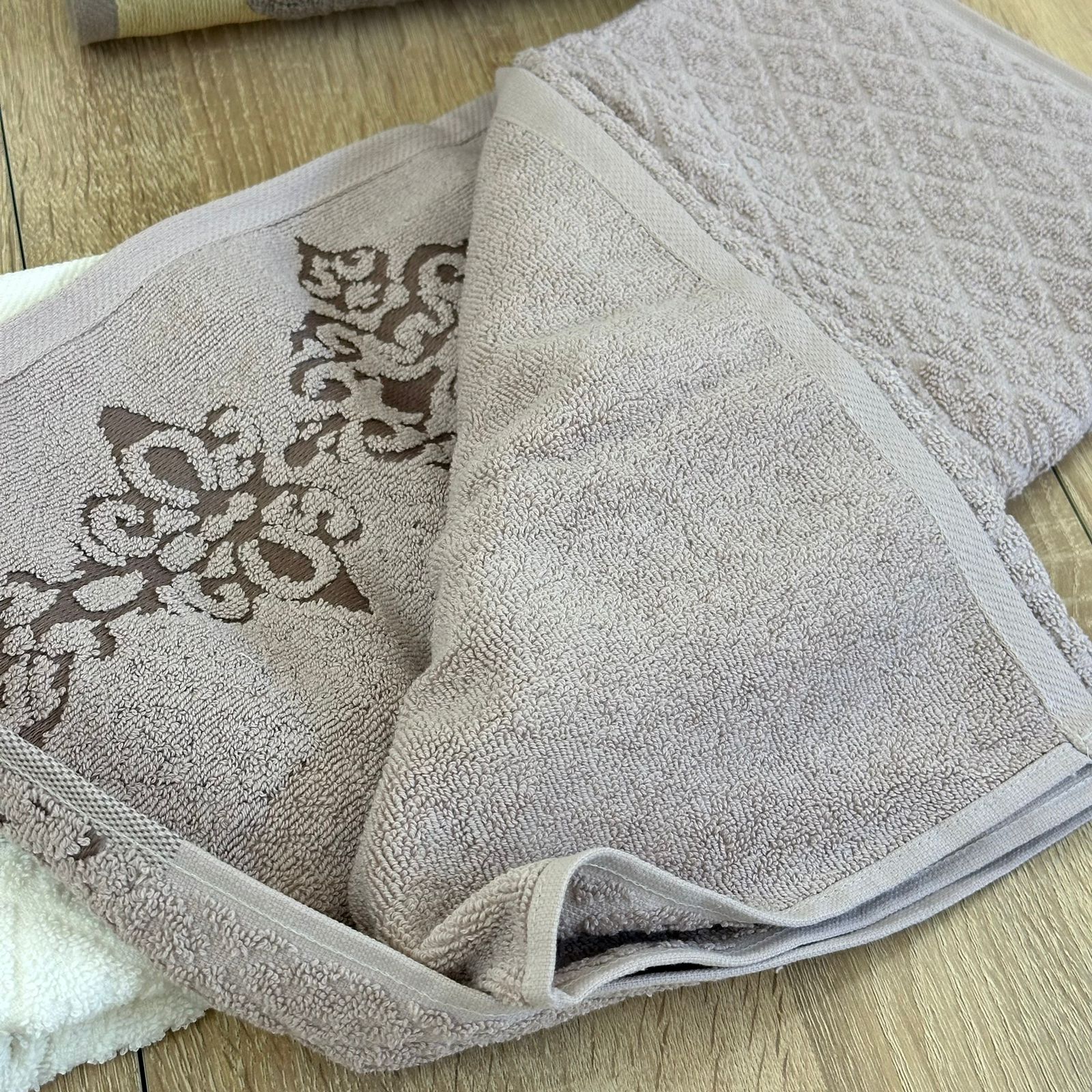 Set de 6 serviettes Visage Coton brodé - épais en double face 90*50 cm