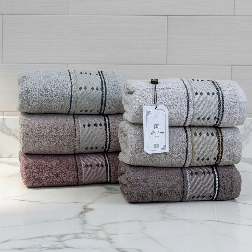 Set de 6 serviettes Visage Coton brodé - épais en double face 90*50 cm