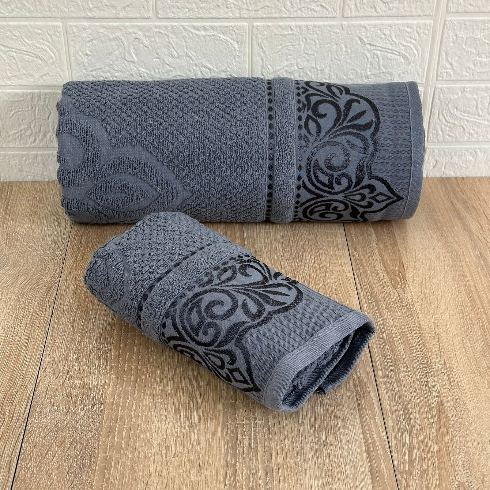 Lot de 2 Draps de Bain Coton 150*100 cm et 90*50 cm