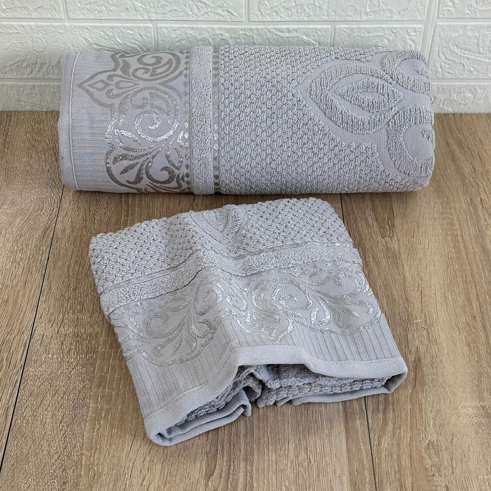 Lot de 2 Draps de Bain Coton 150*100 cm et 90*50 cm