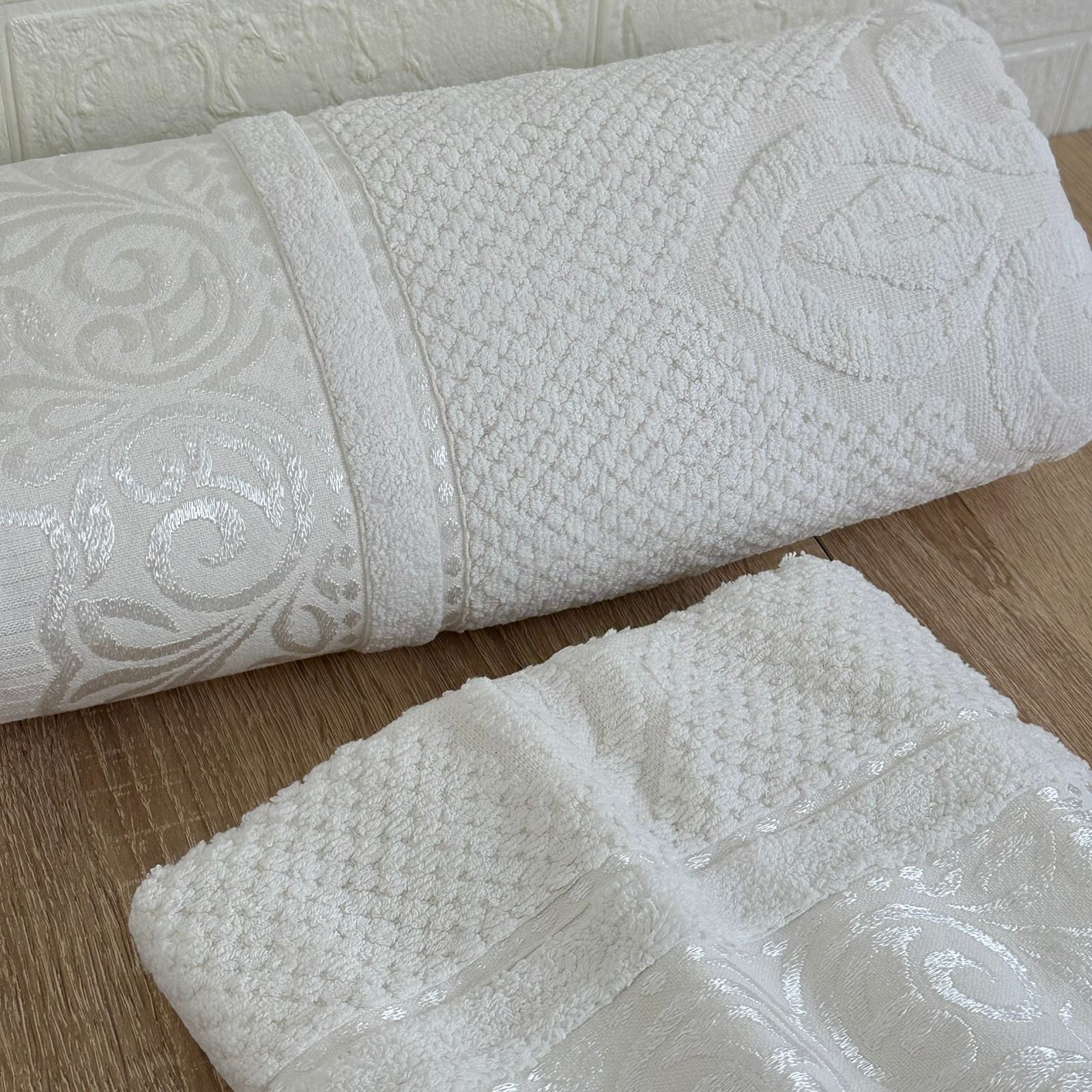 Lot de 2 Draps de Bain Coton 150*100 cm et 90*50 cm