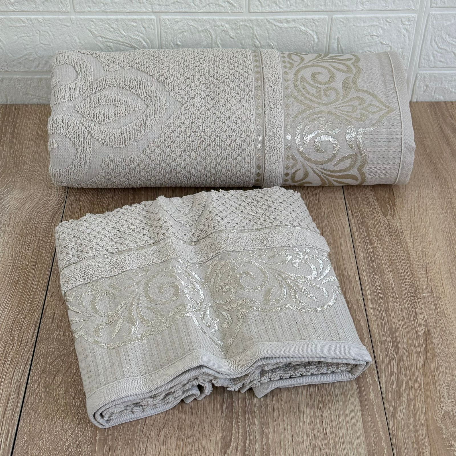 Lot de 2 Draps de Bain Coton 150*100 cm et 90*50 cm
