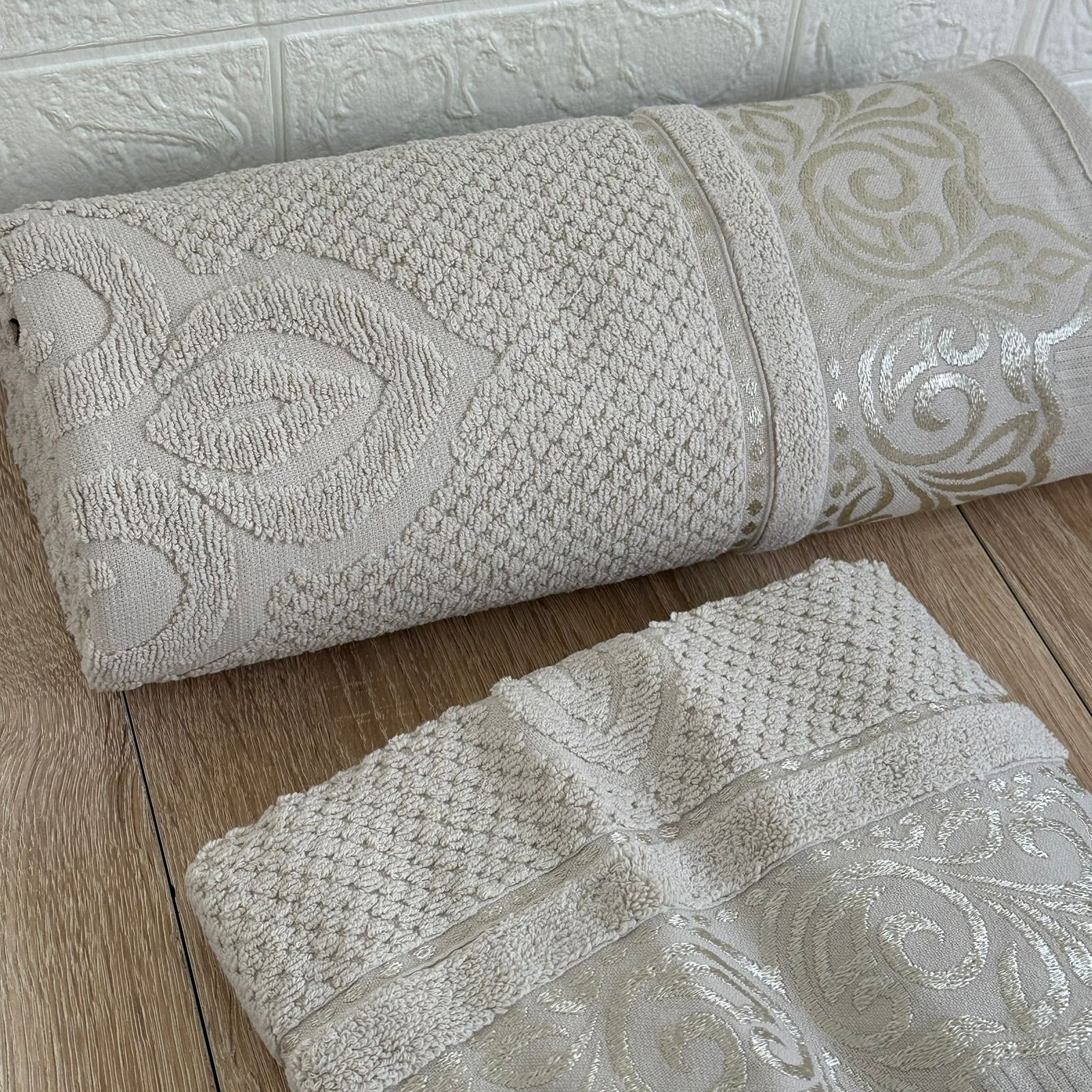 Lot de 2 Draps de Bain Coton 150*100 cm et 90*50 cm