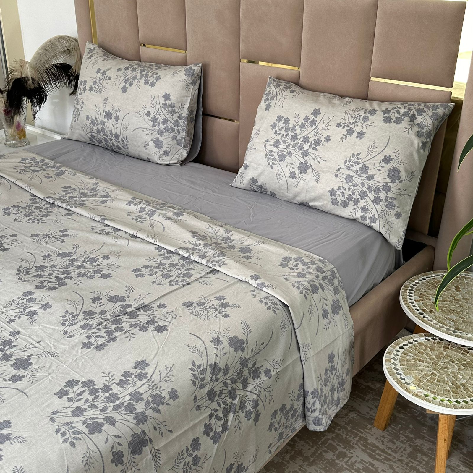 Parure de Lit 4 pièces  100% Coton Satiné Qualité Superieure