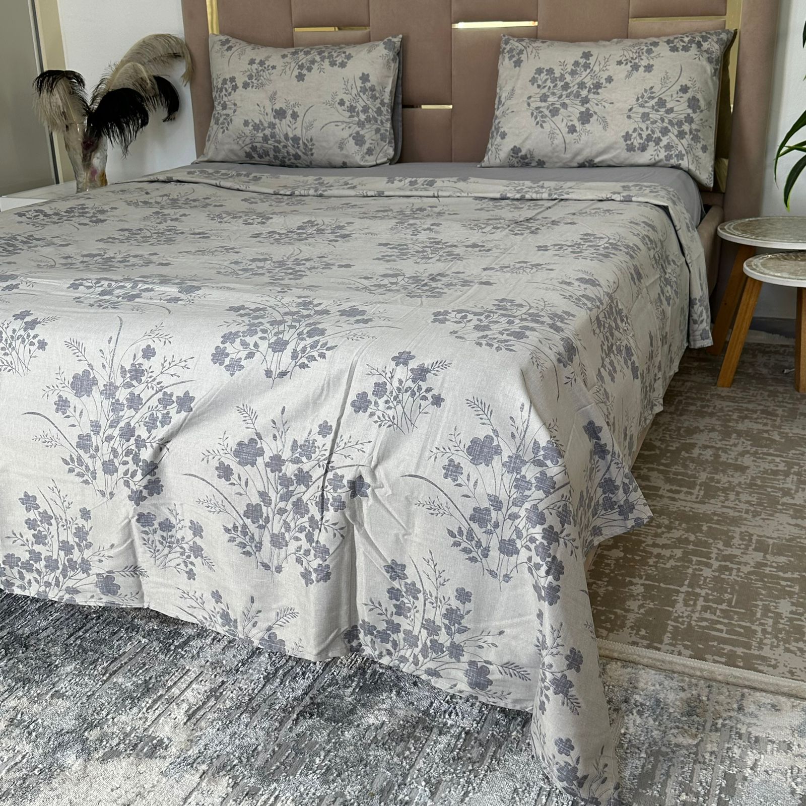 Parure de Lit 4 pièces  100% Coton Satiné Qualité Supérieure