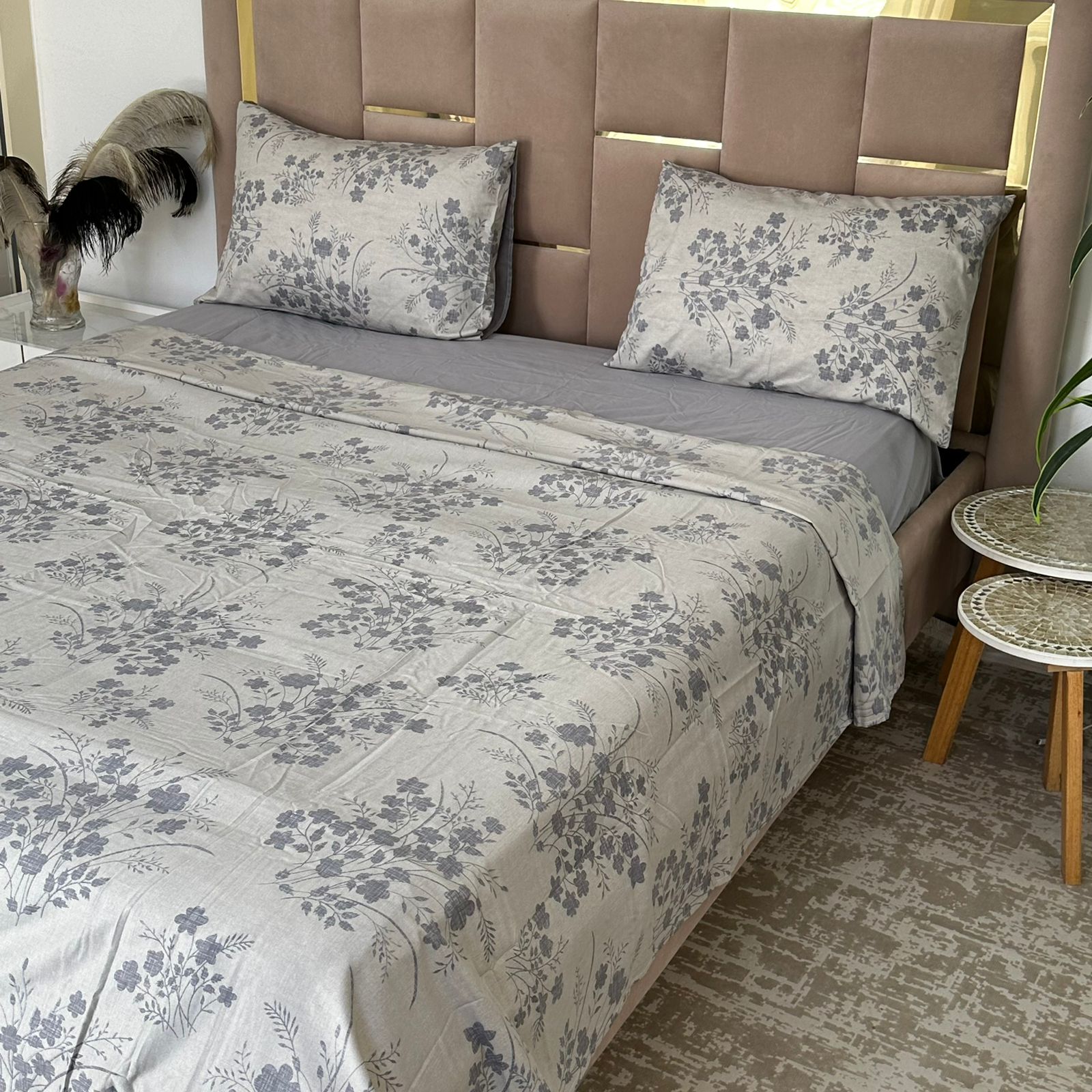 Parure de Lit 4 pièces  100% Coton Satiné Qualité Superieure