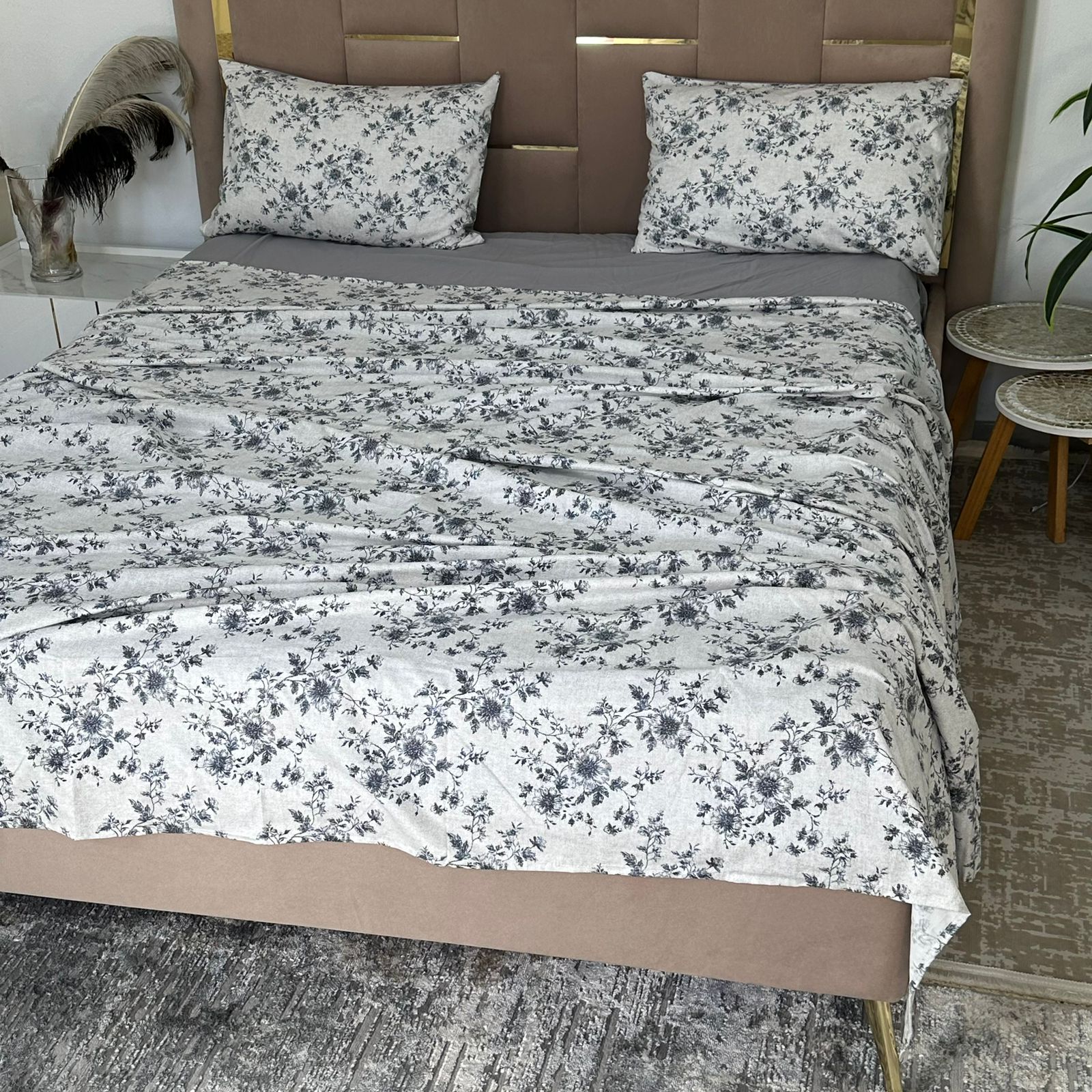 Parure de Lit 4 pièces  100% Coton Satiné Qualité Supérieure