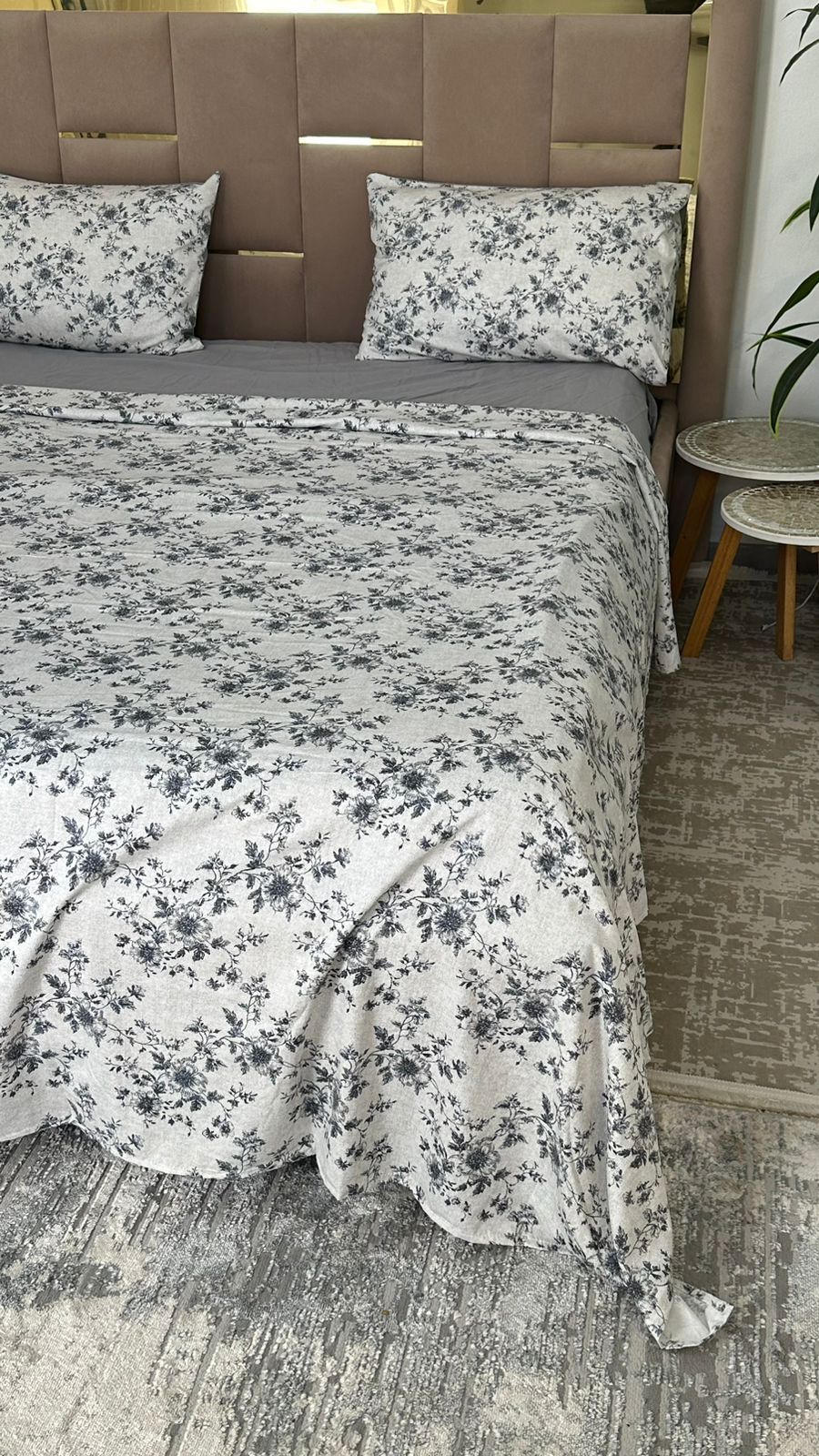 Parure de Lit 4 pièces  100% Coton Satiné Qualité Supérieure