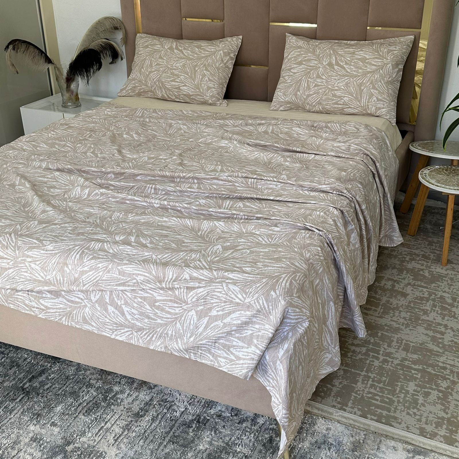 Parure de Lit 4 pièces  100% Coton Satiné Qualité Supérieure