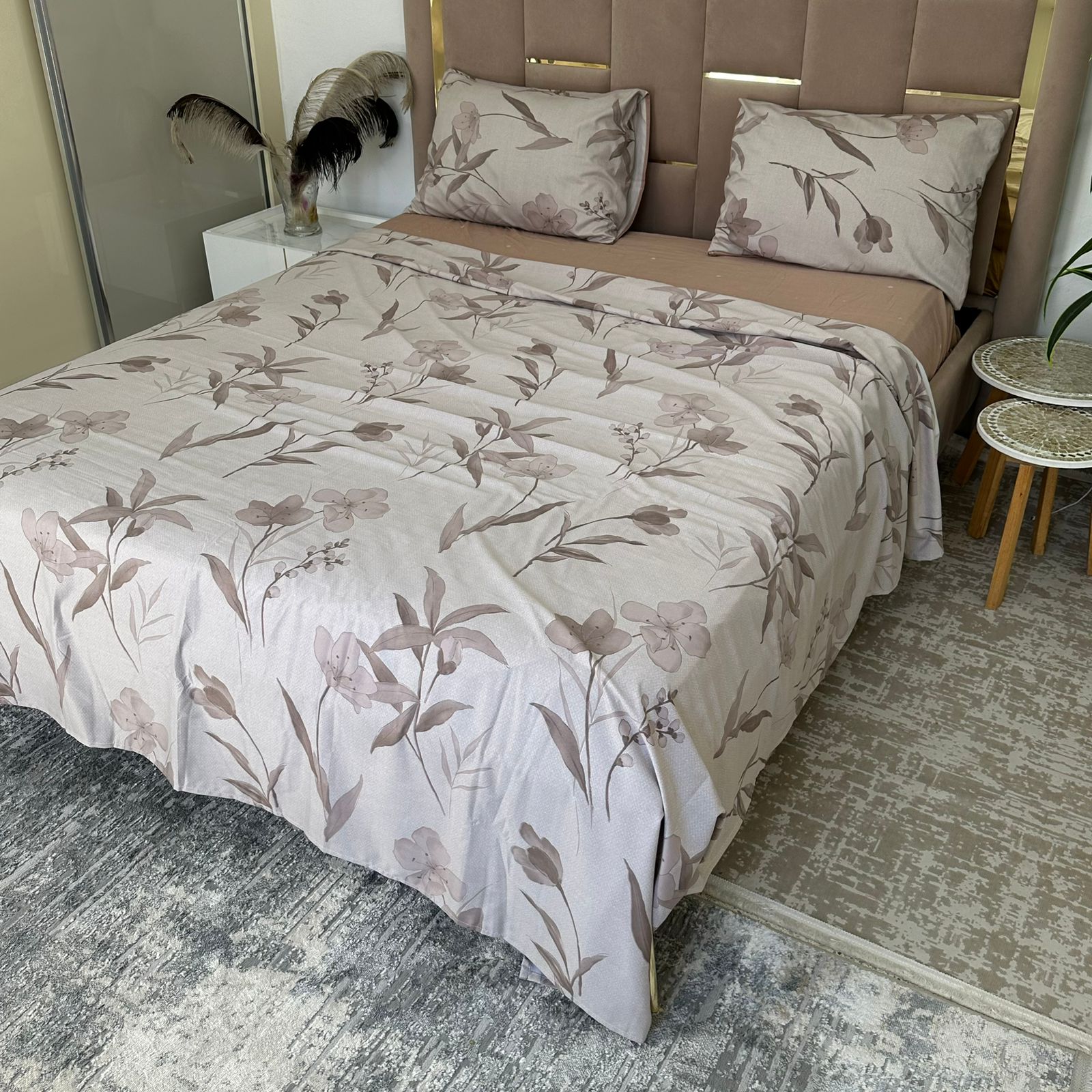 Parure de Lit 4 pièces  100% Coton Satiné Qualité Supérieure