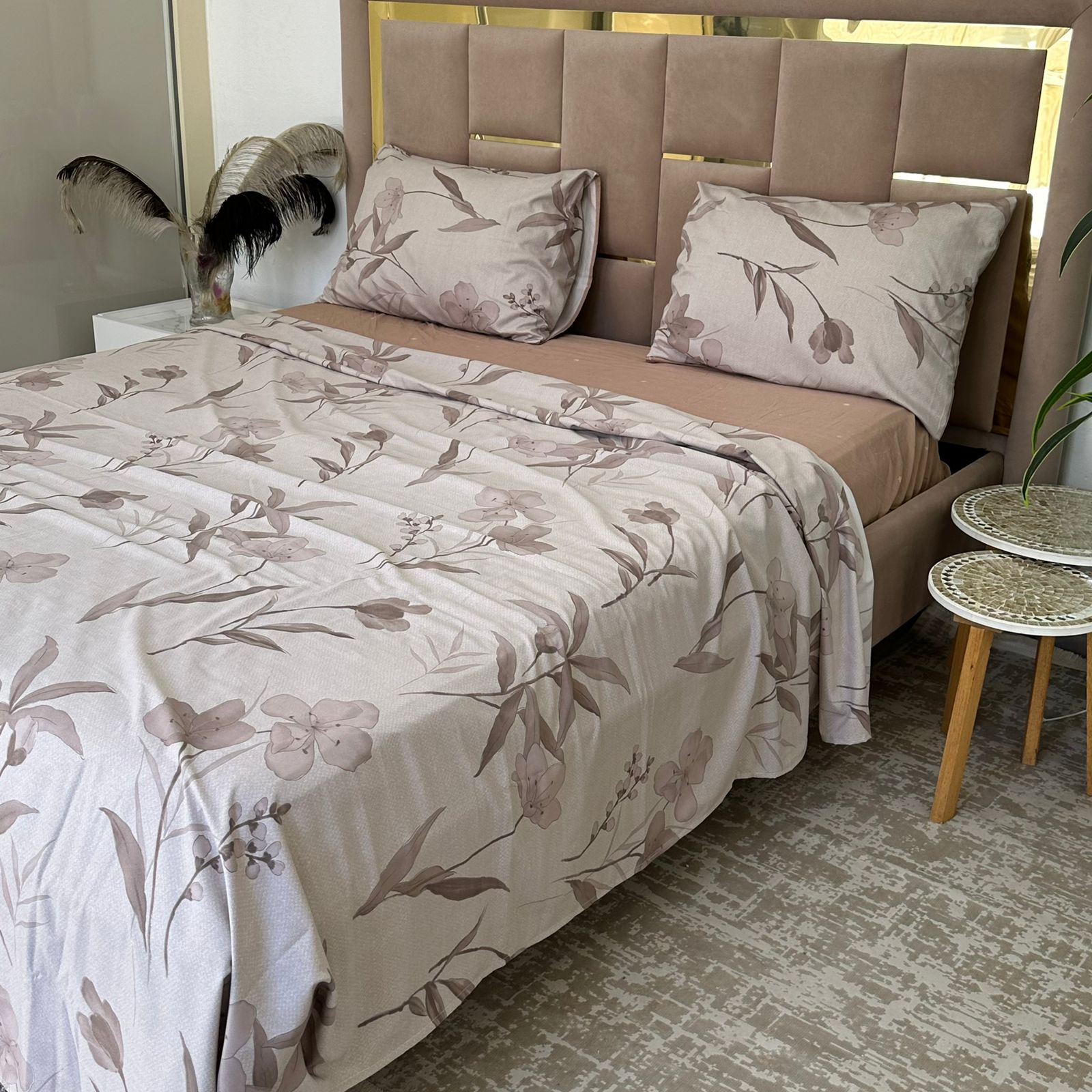 Parure de Lit 4 pièces  100% Coton Satiné Qualité Supérieure