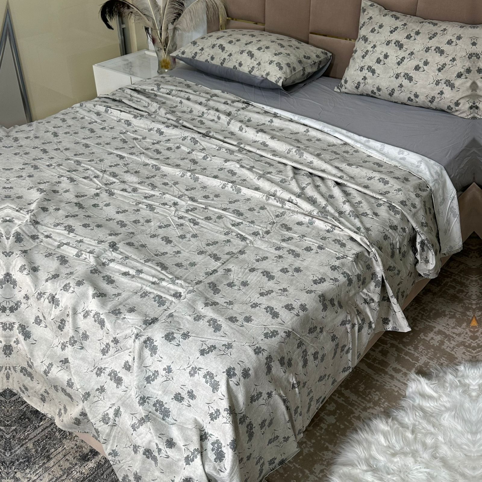 Parure de Lit 4 pièces  100% Coton Satiné Qualité Supérieure