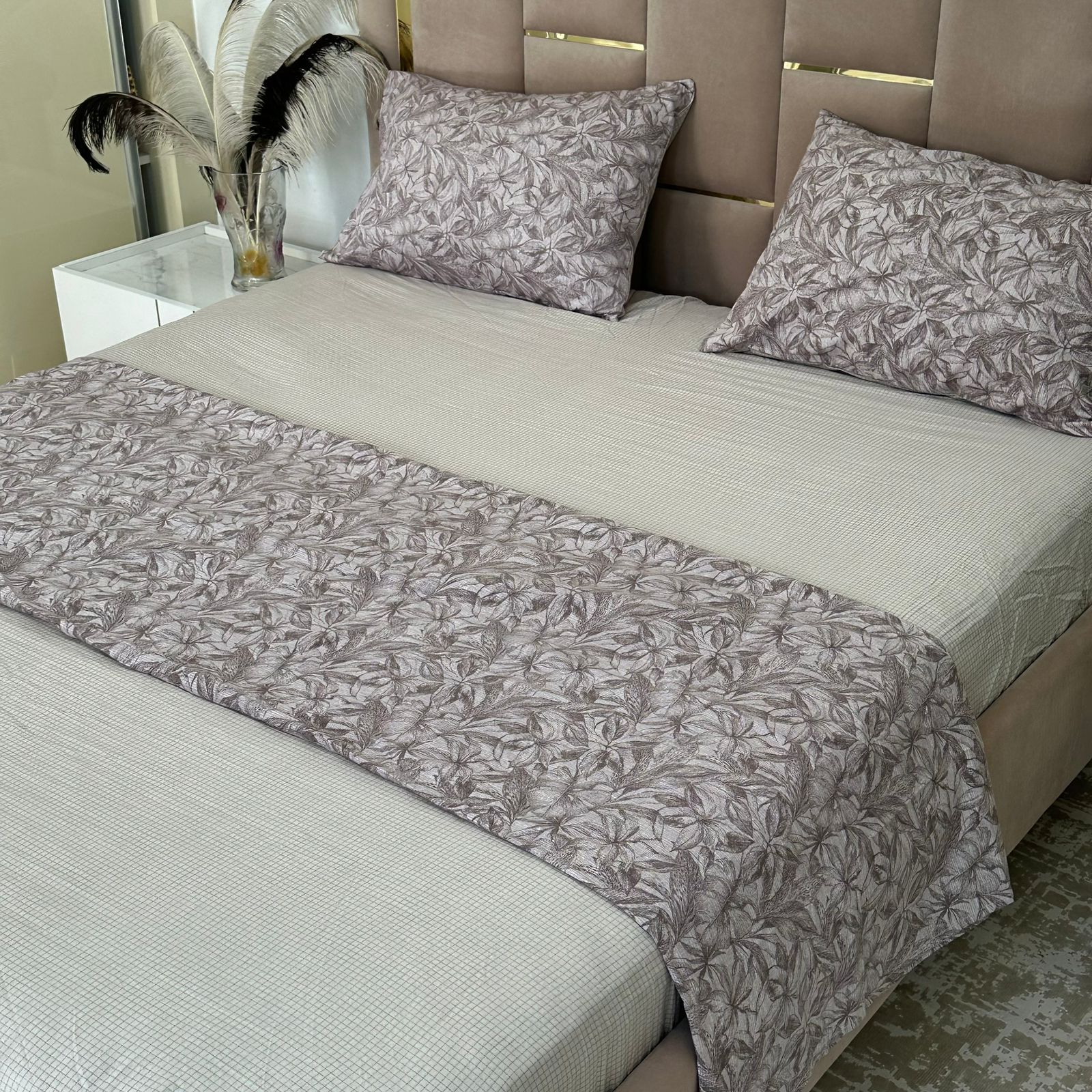 Parure de Lit 4 pièces  100% Coton Satiné Qualité Supérieure