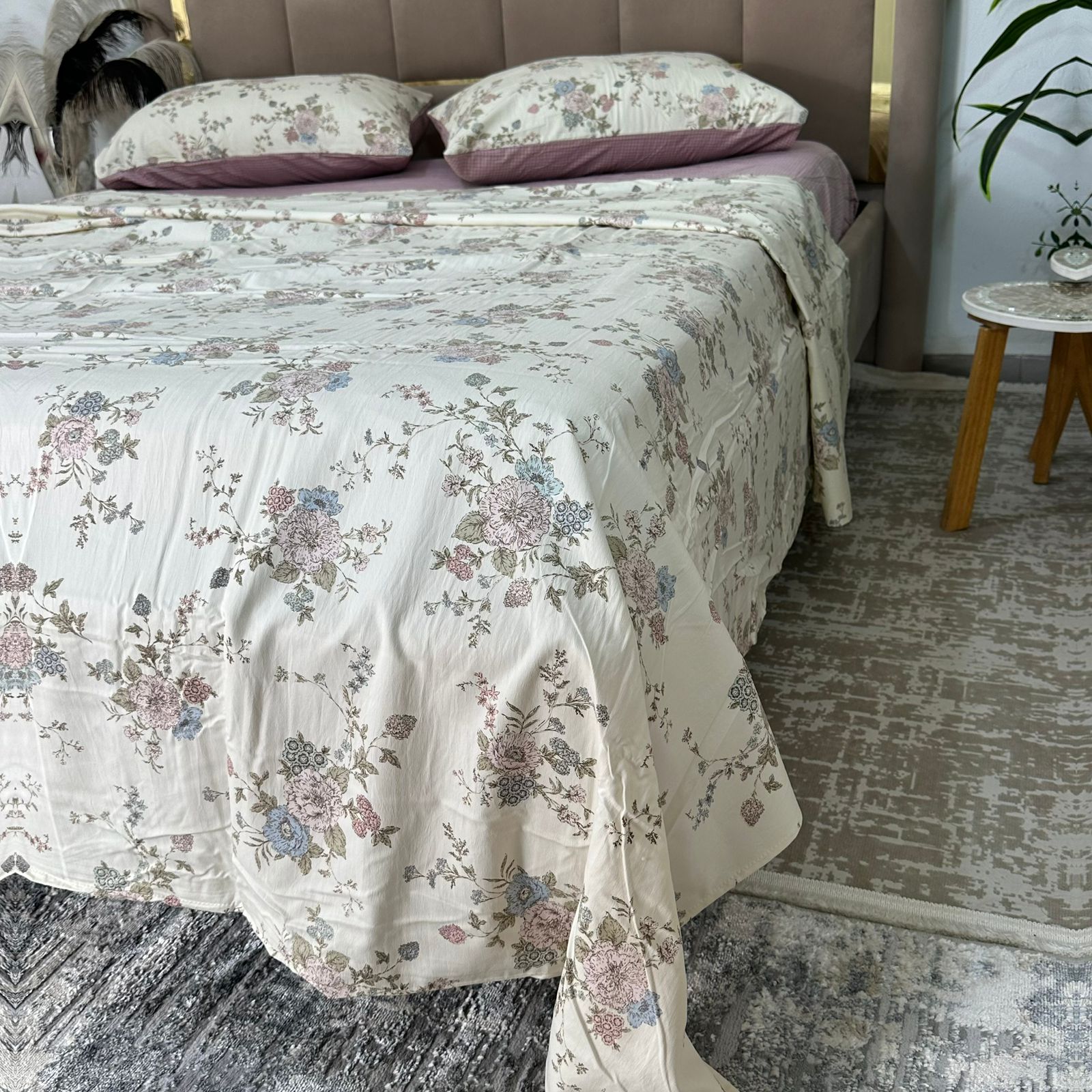 Parure de Lit 4 pièces  100% Coton Satiné Qualité Supérieure