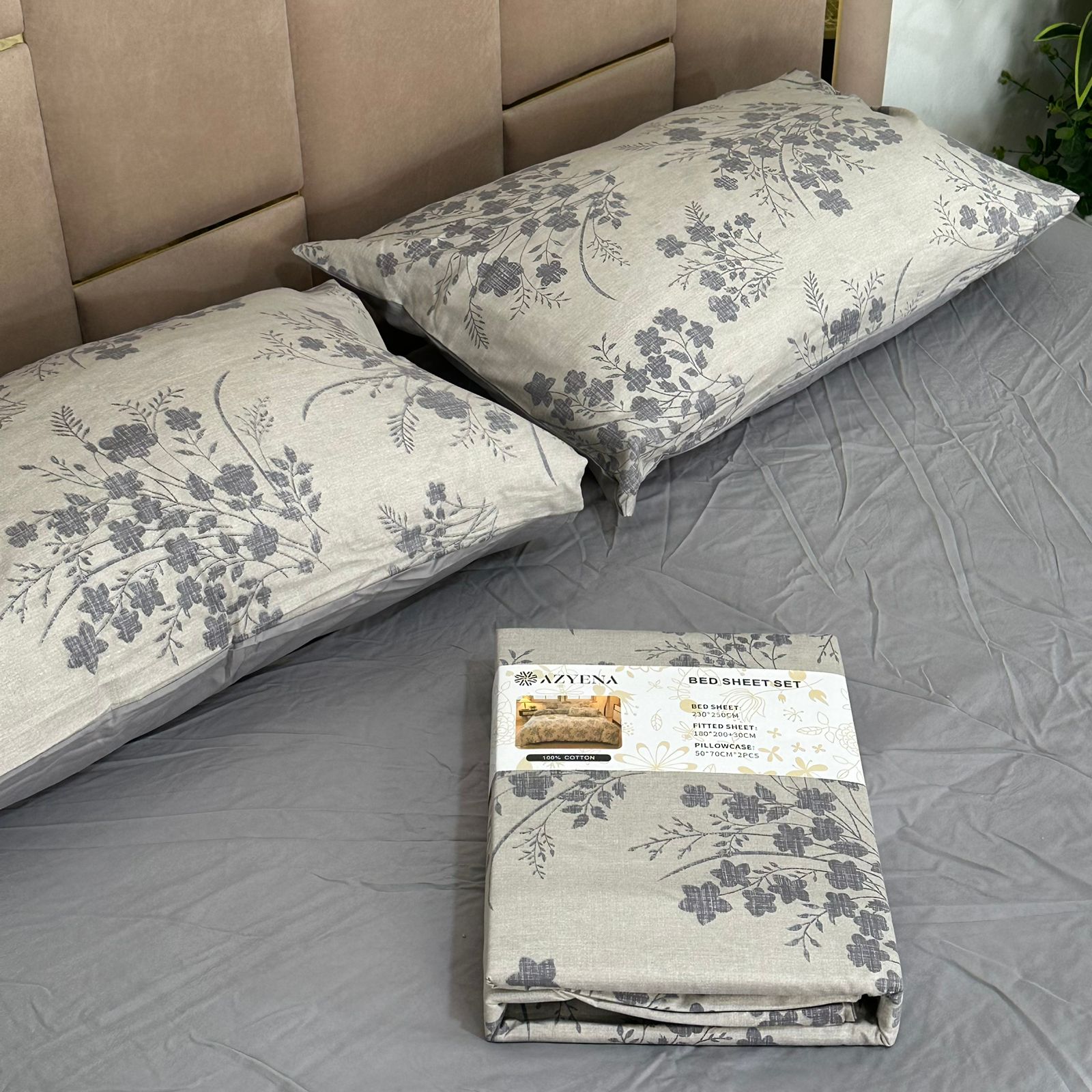 Parure de Lit 4 pièces  100% Coton Satiné Qualité Superieure