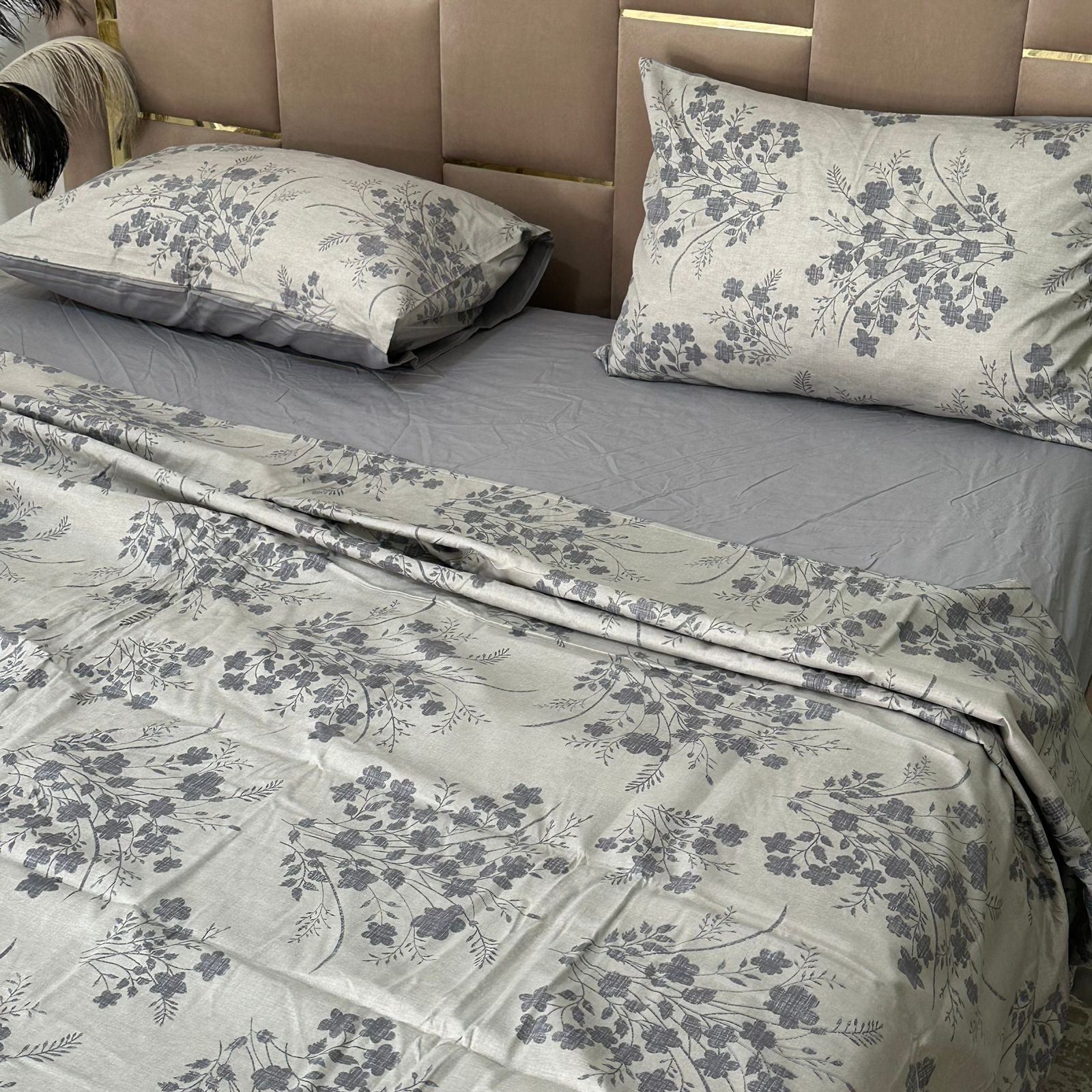 Parure de Lit 4 pièces  100% Coton Satiné Qualité Superieure