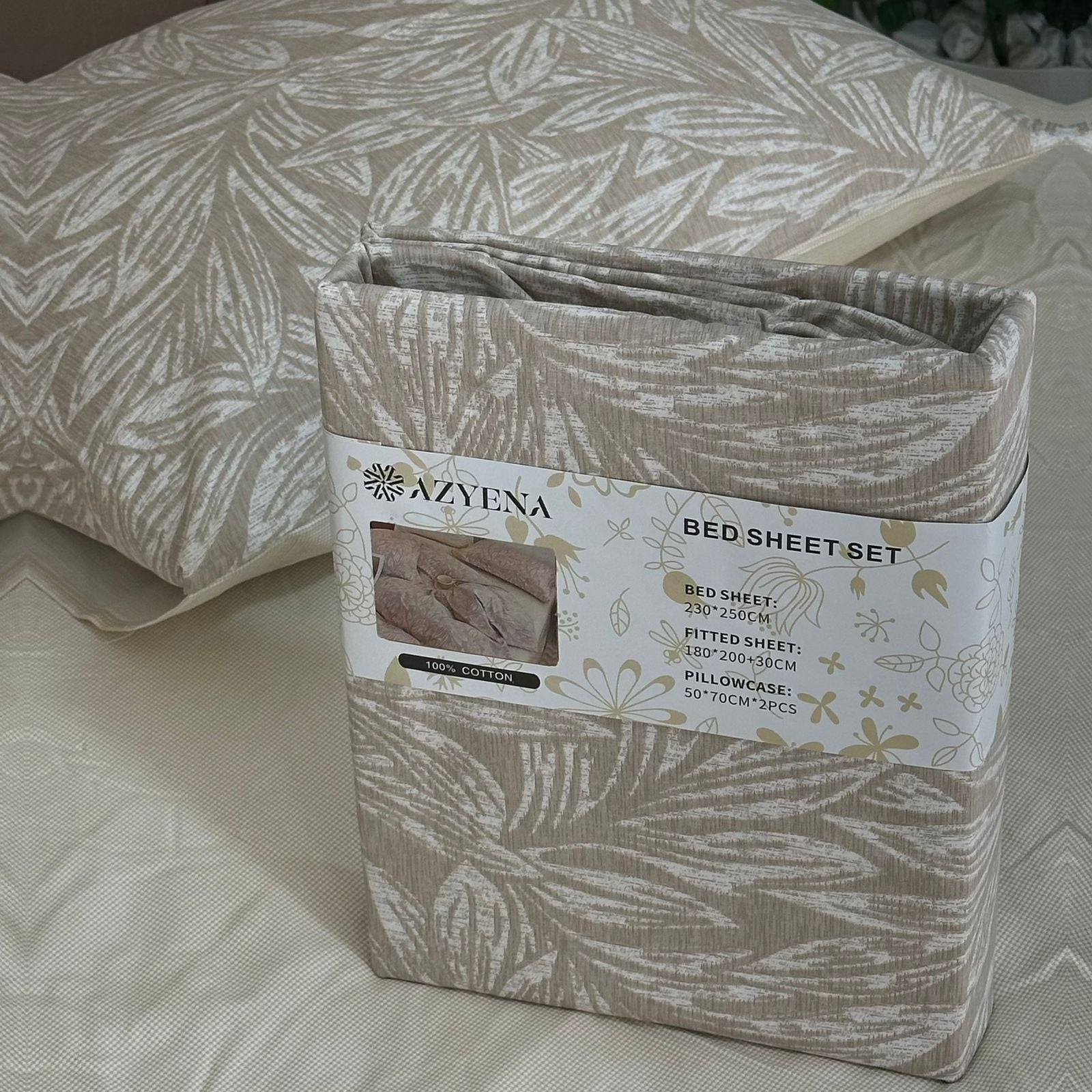 Parure de Lit 4 pièces  100% Coton Satiné Qualité Supérieure