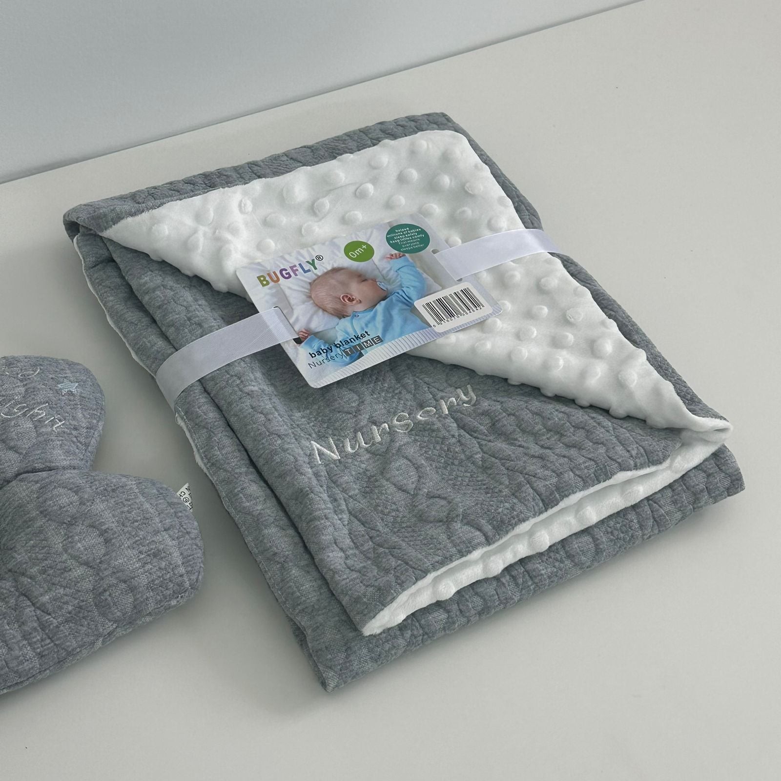 Plaid Bébé Double 100x70 cm avec Coussin Assorti - Acrylique Doux