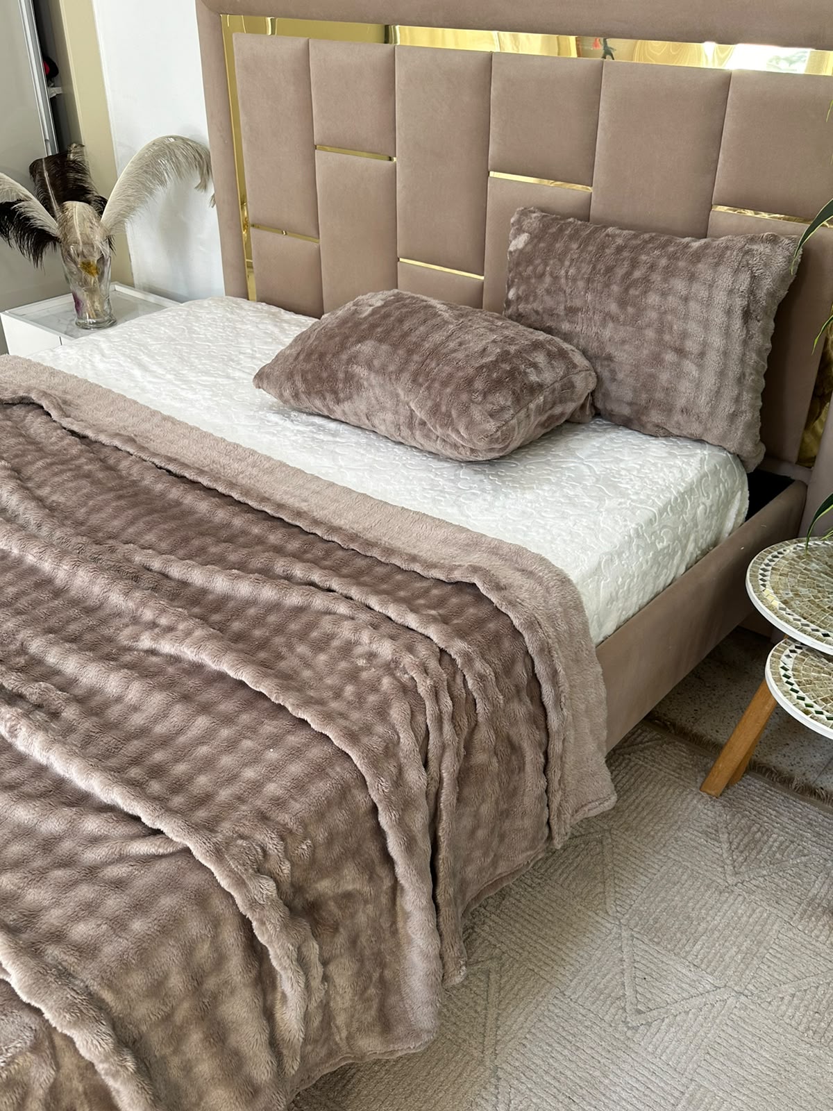Plaid 2 places 230*250 cm En Polaire Douce Avec 2 taies d'oreillers
